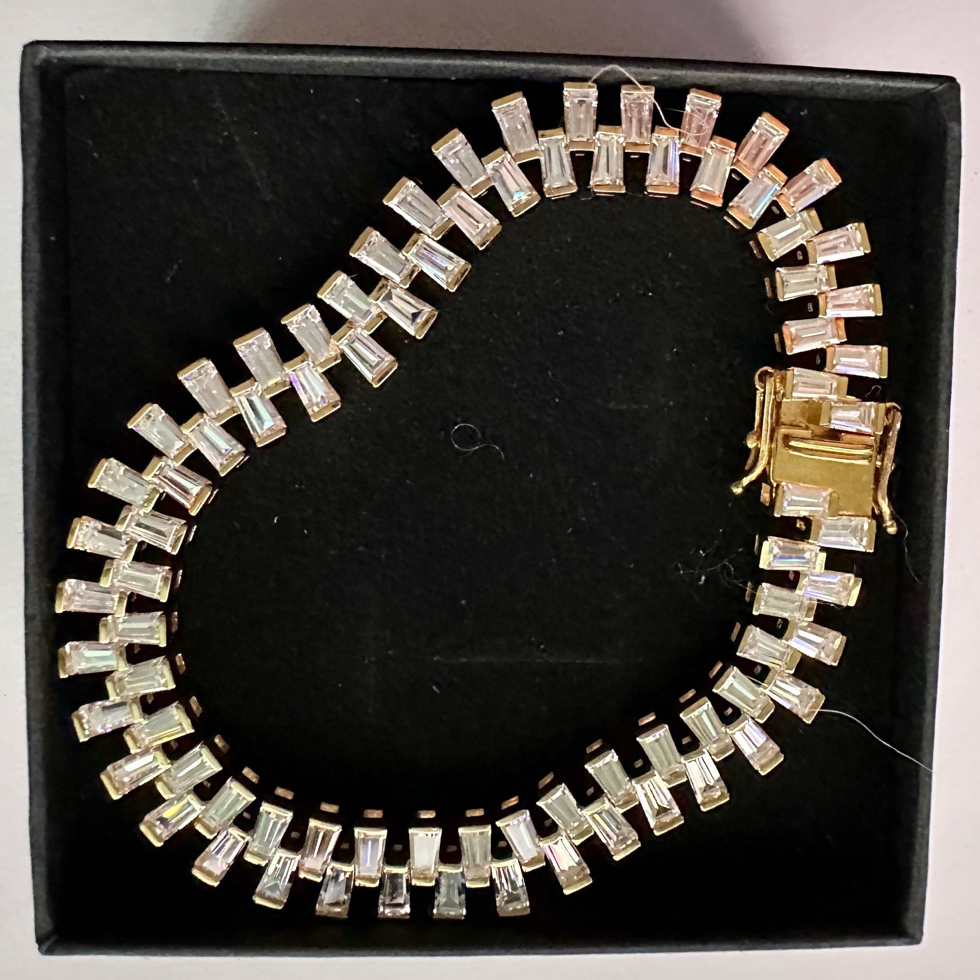 Other 10.00 Carat Lab Created White Topaz Baguette Bracelet in Ste Size ONE SIZE - 2 Thumbnail