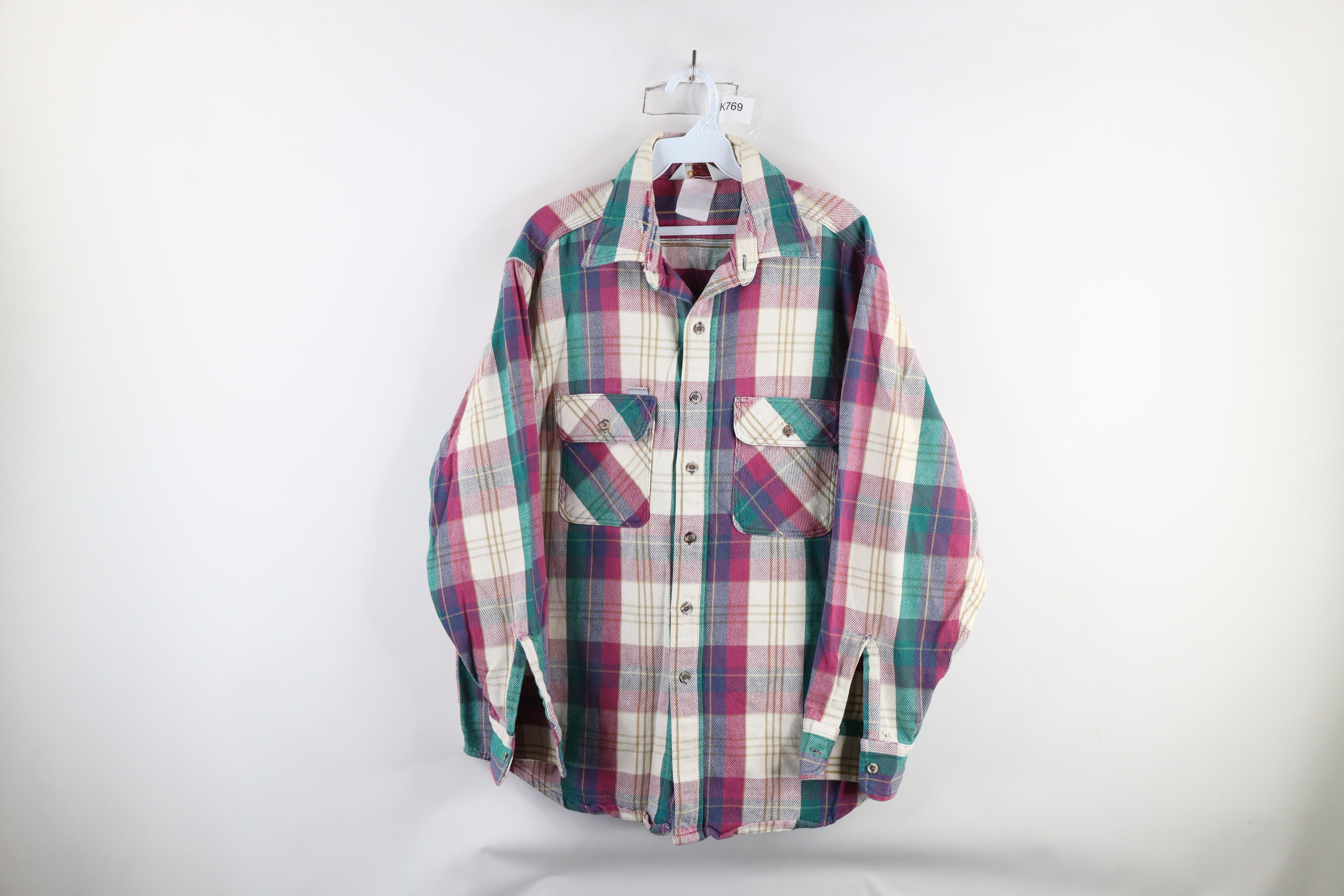 Carhartt × Vintage Vintage 90s Carhartt Collared Flannel Button Shirt Plaid USA Size US XL / EU 56 / 4 - 1 Thumbnail