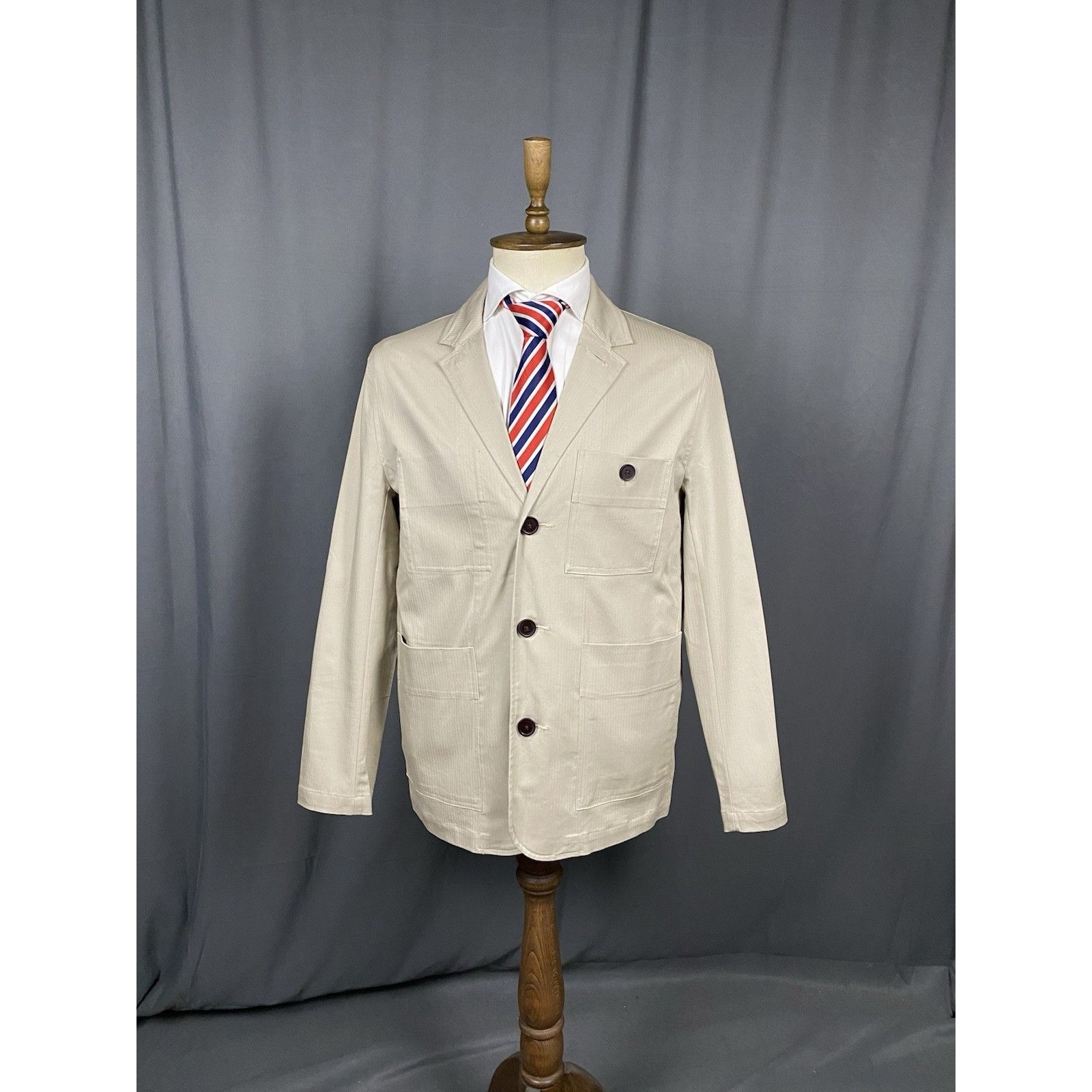 Folk MINT! Folk Men's Beige Multipocket Workwear Blazer Sportcoat Size US M / EU 48-50 / 2 - 4 Thumbnail