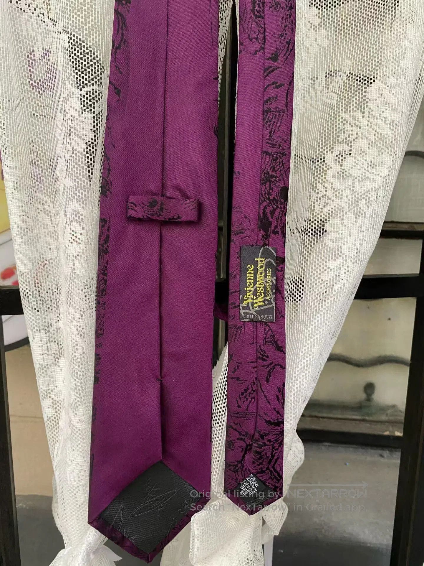 Vivienne Westwood Vivienne Westwood Purple Angel Line Tie. Size ONE SIZE - 4 Thumbnail