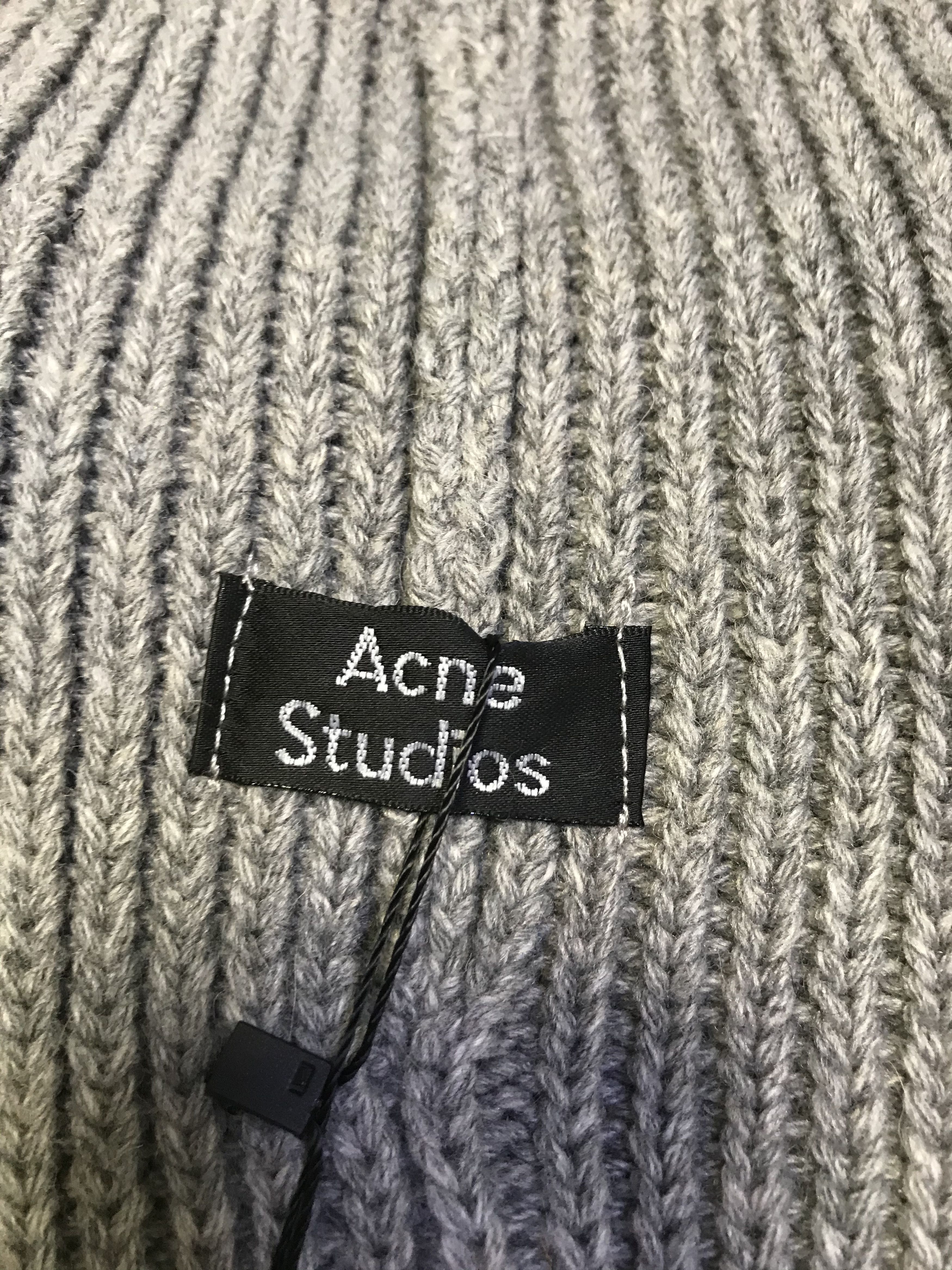 Acne Studios Acne Studios New Grey Melange Large Face Logo Beanie Size ONE SIZE - 12 Thumbnail