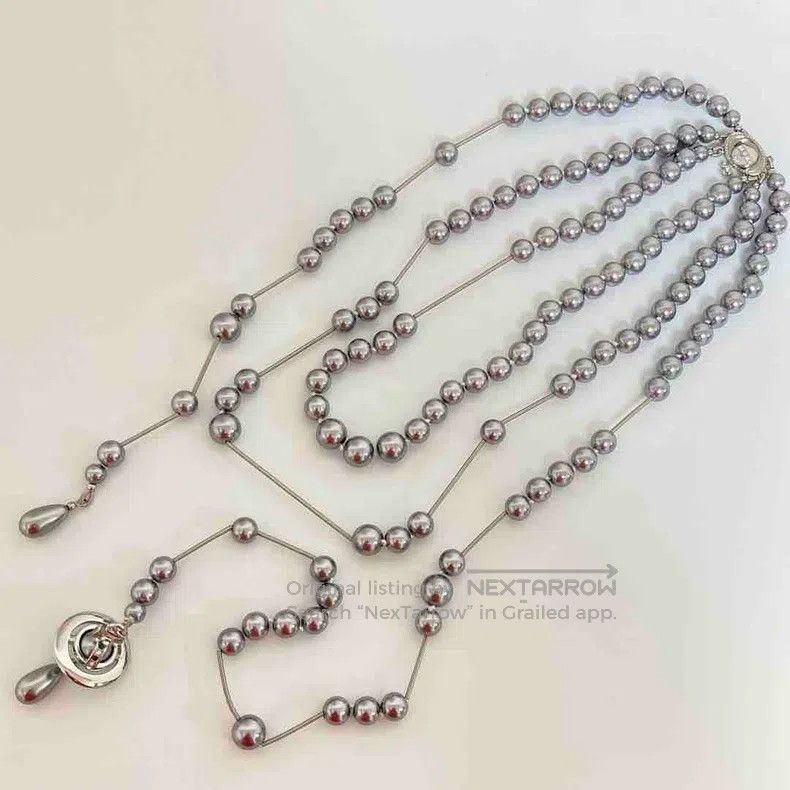 Vivienne Westwood Vivienne Westwood Gray Pearl Long Necklace Sweater Chain Size ONE SIZE - 3 Thumbnail