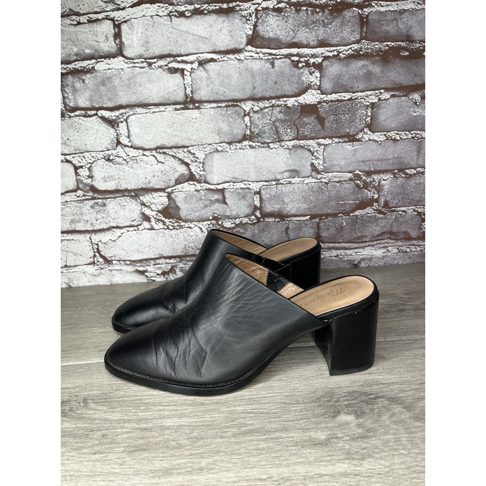 Madewell Madewell Black Leather THE HARPER Mules Slip On Clogs Heels Size US 8.5 / IT 38.5 - 19 Thumbnail