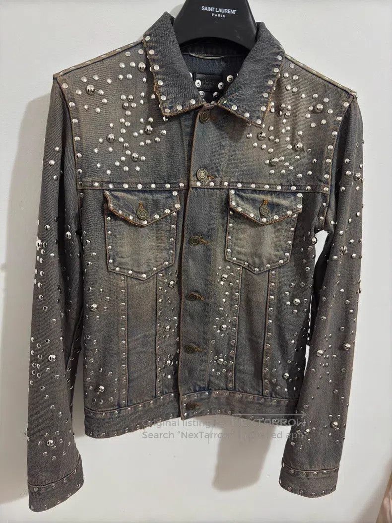 Saint Laurent Paris Saint Laurent Paris Blue-Grey Washed Yellow Mud Studs Deni Size US S / EU 44-46 / 1 - 3 Thumbnail
