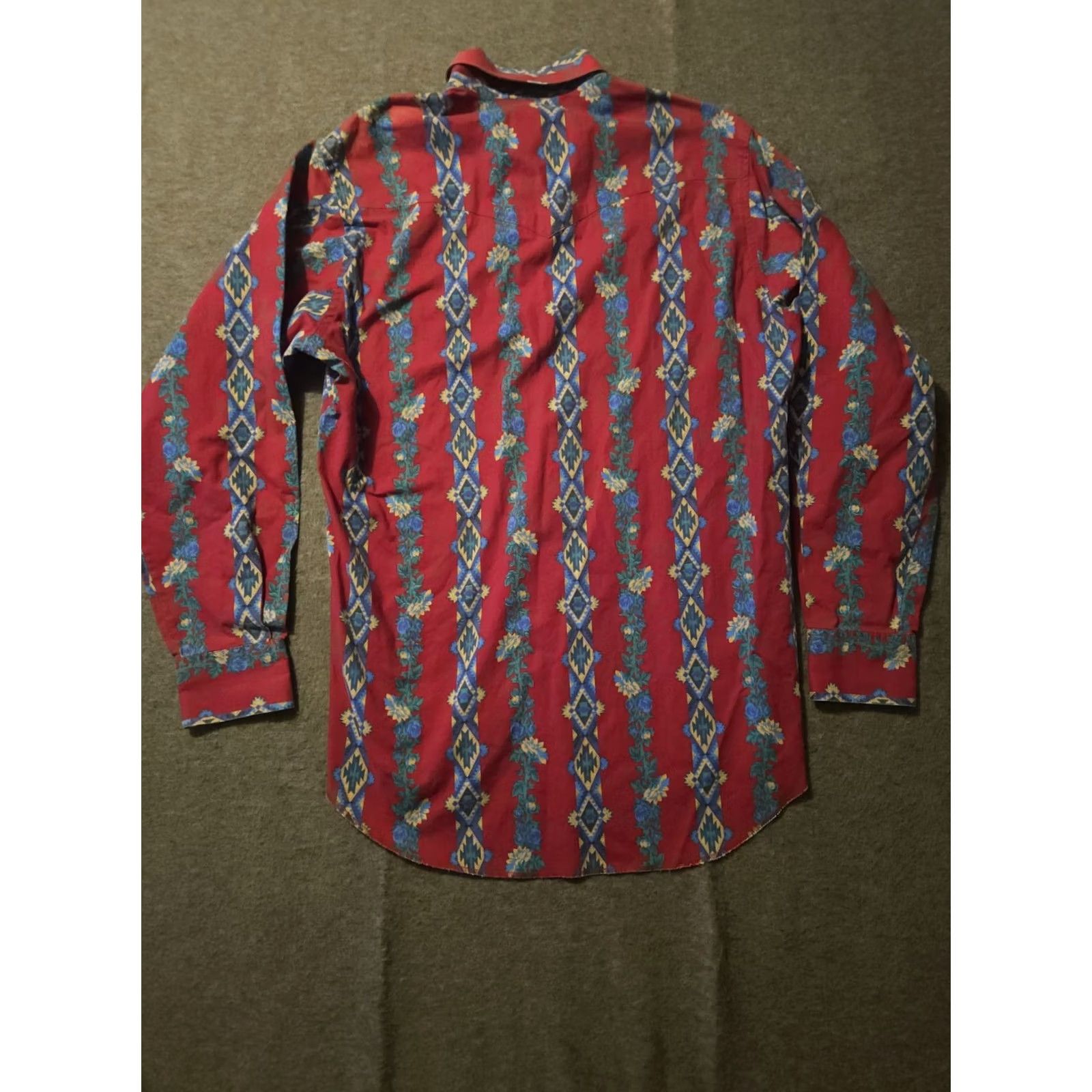 Wrangler VINTAGE Wrangler Button-Down Shirt Mens XL Red Striped 42 Chest USA Western Cowboy 80s 90s Pattern Pockets Easy Care Cotton Office Casual Size US XL / EU 56 / 4 - 6 Thumbnail