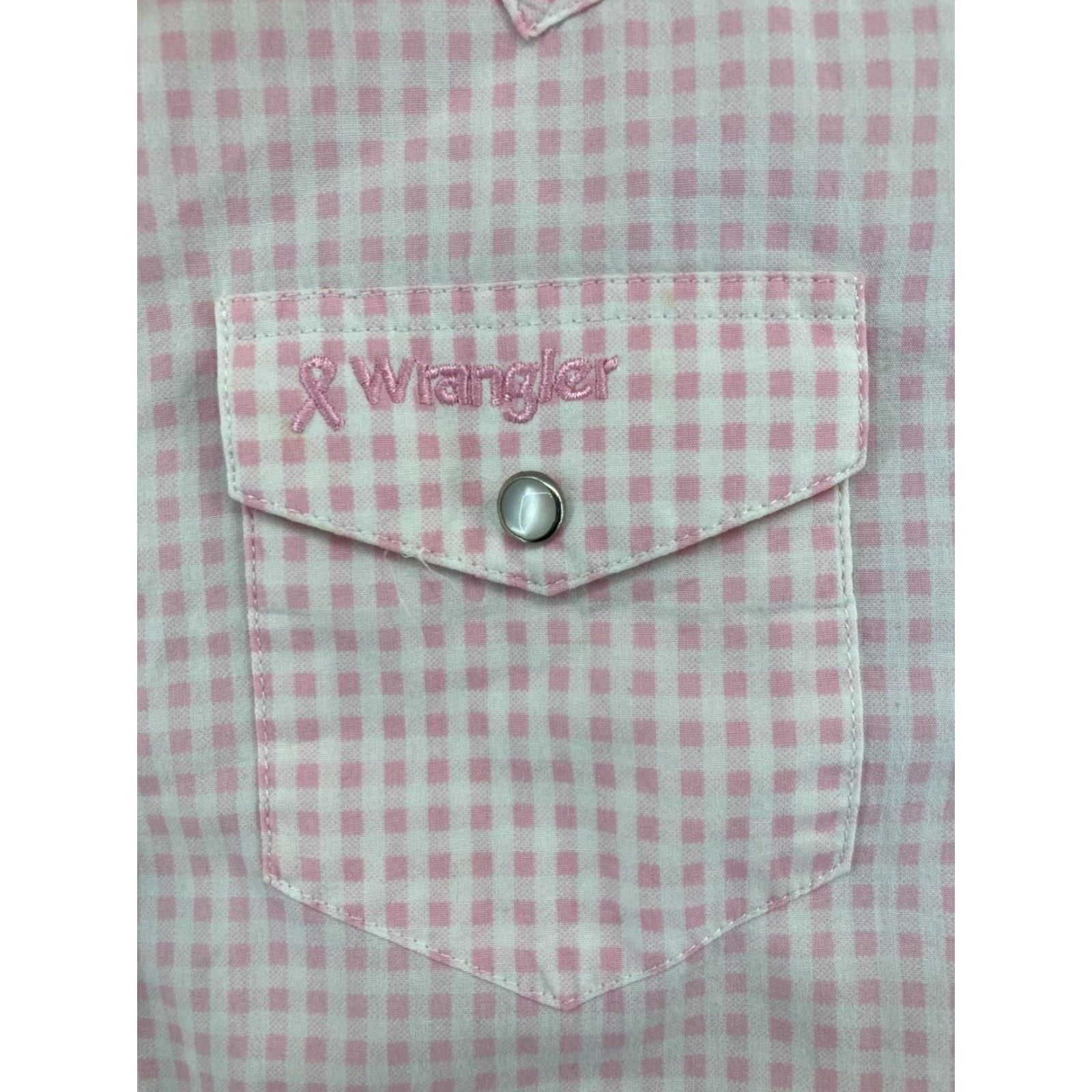Wrangler VINTAGE Wrangler Western Shirt Womens M Pink Check Pearl Snap 100% Cotton Cowgirl | 90s Theme Size M / US 6-8 / IT 42-44 - 5 Thumbnail