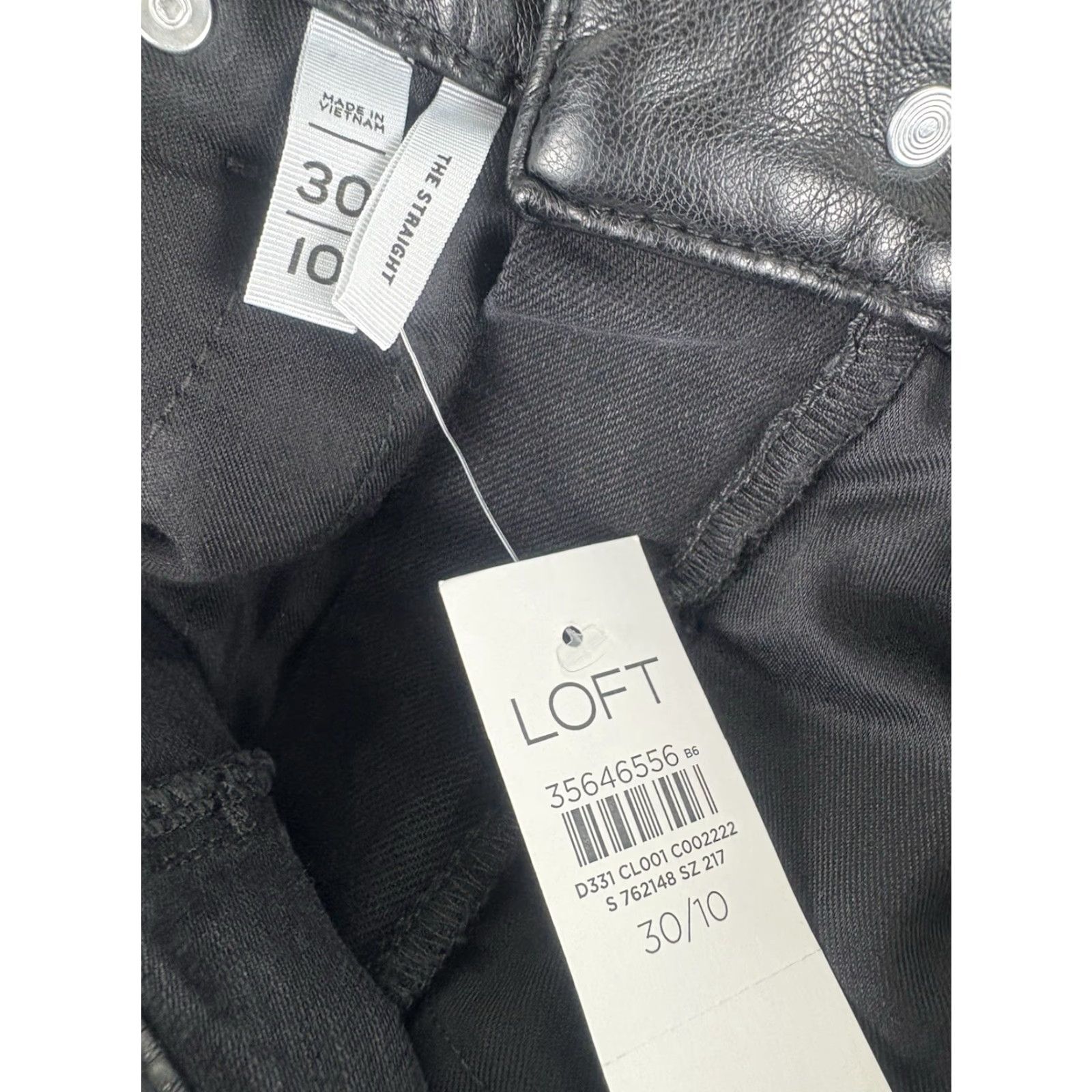 Loft VINTAGE The Loft Women's Dark Wash Faux Leather Trim Hi-Rise Straight Jeans Size 10 Fall 90s Punk Grunge Size ONE SIZE - 7 Thumbnail