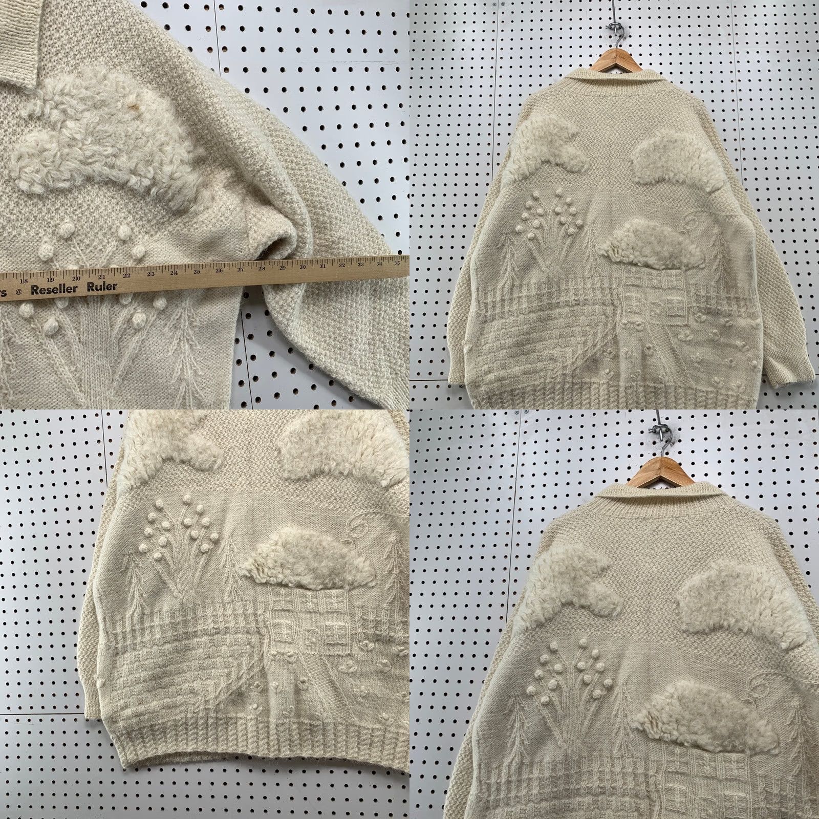 Eddie Bauer VINTAGE Eddie Bauer Wool Button Cardigan Womens L Beige Floral Knit Heavyweight Size L / US 10 / IT 46 - 9 Thumbnail