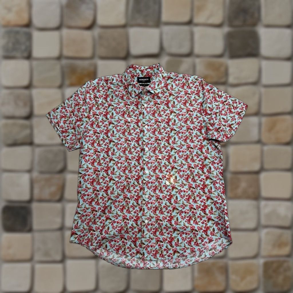 Bonobos Bonoboss Shirt Mens Large Multicolor Floral Slim Fit Cotton Stretch Button Up Size US L / EU 52-54 / 3 - 1 Thumbnail