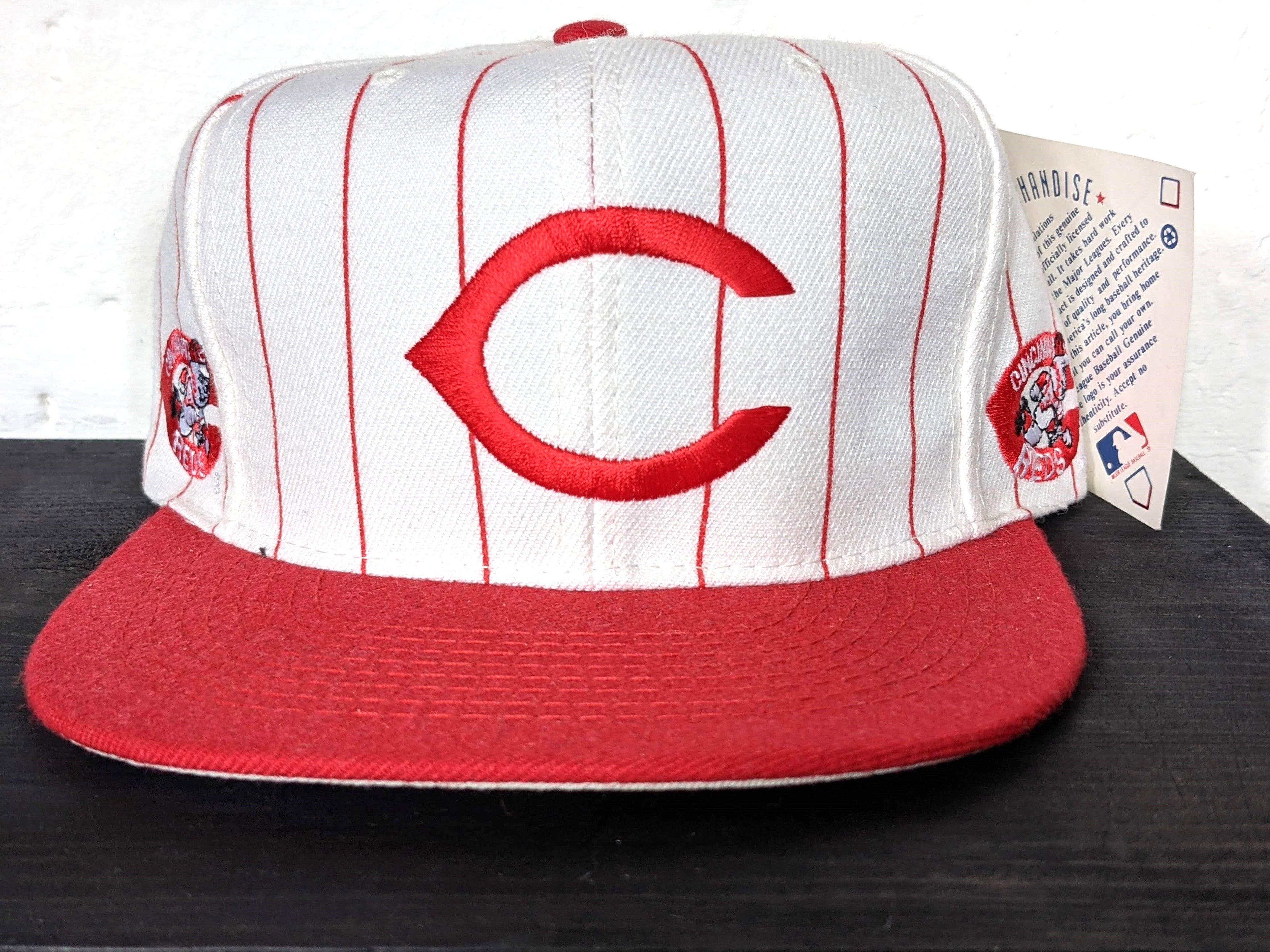 Sports Specialties NEW Cincinnati Reds 90s ANNCO Block PINSTRIPE hat MLB vtg Size ONE SIZE - 2 Thumbnail