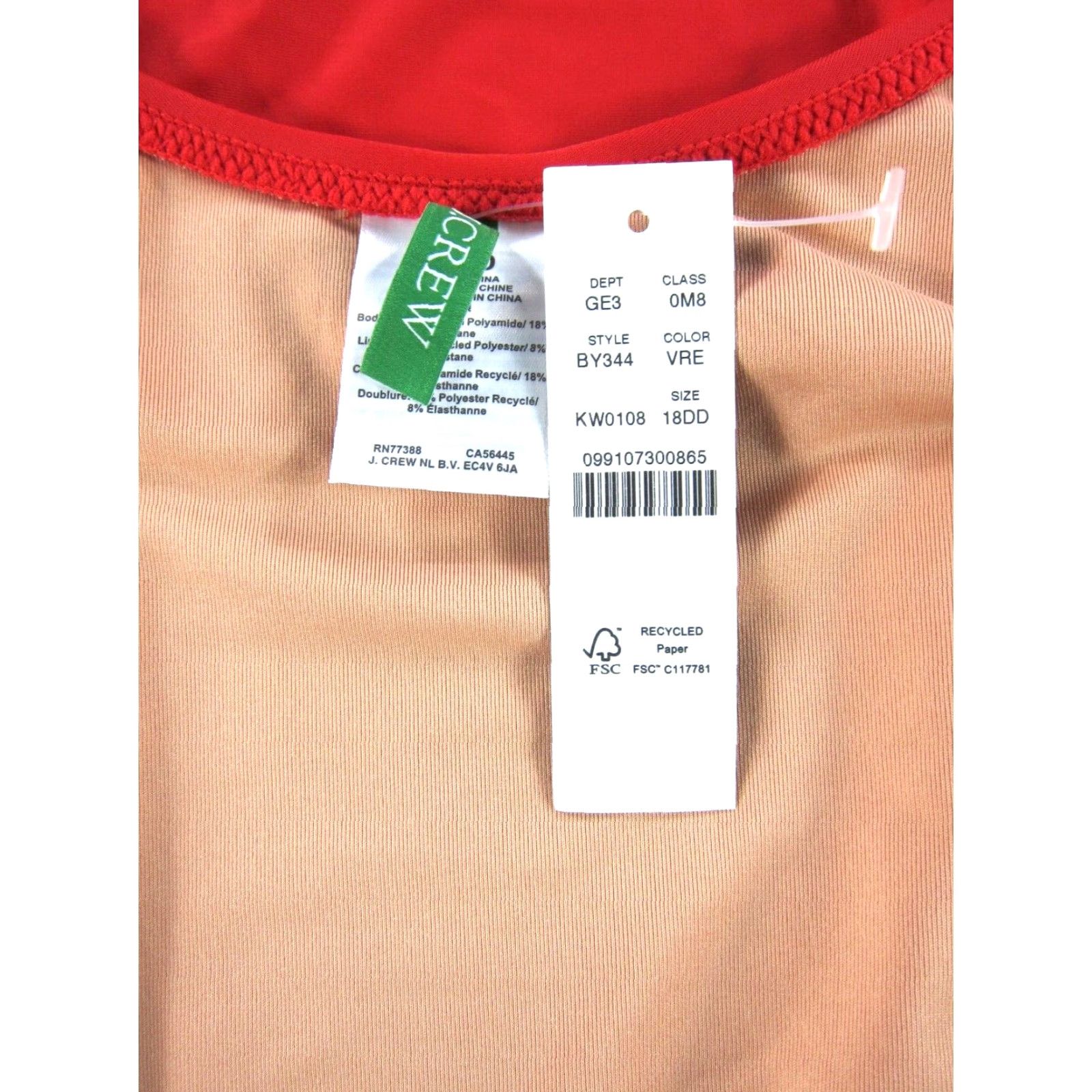 J.Crew J.Crew One Piece Swimsuit Women 18DD Red Open Back Criss Cross NWT Size ONE SIZE - 3 Thumbnail