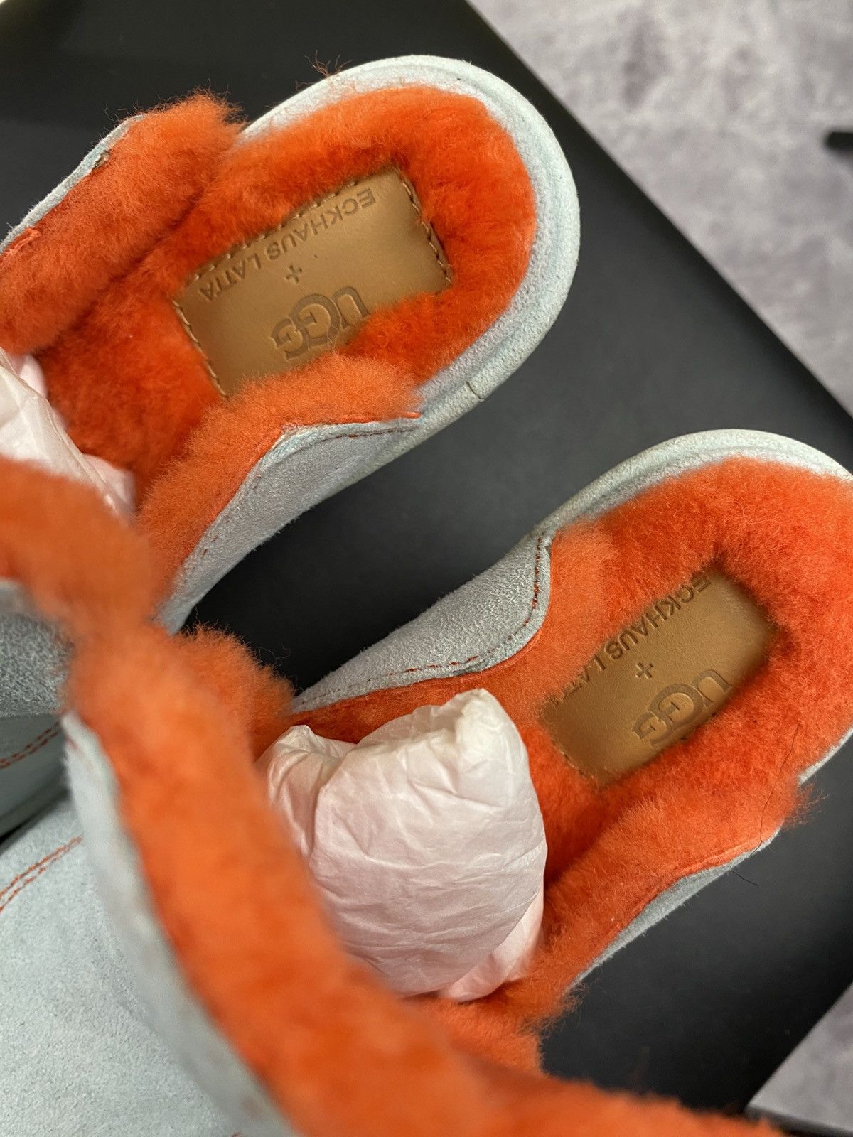 Eckhaus Latta Ugg x Eckhaus Latta Mint and Orange Fur Open Toe Heel Mules Size US 7 / IT 37 - 6 Thumbnail