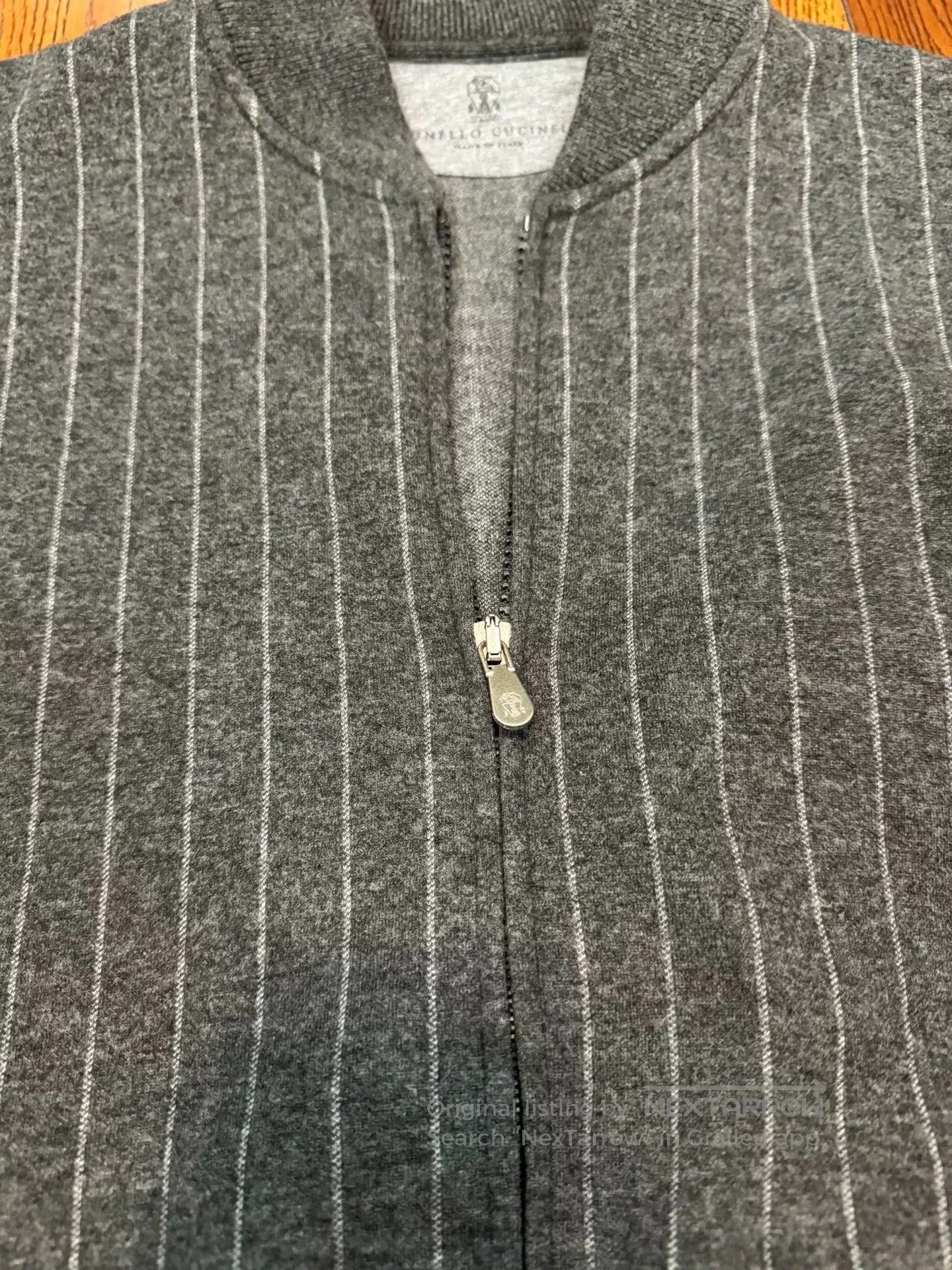 Brunello Cucinelli Brunello Cucinelli Men's Gray Striped Bomber Jacket. Size US S / EU 44-46 / 1 - 3 Thumbnail