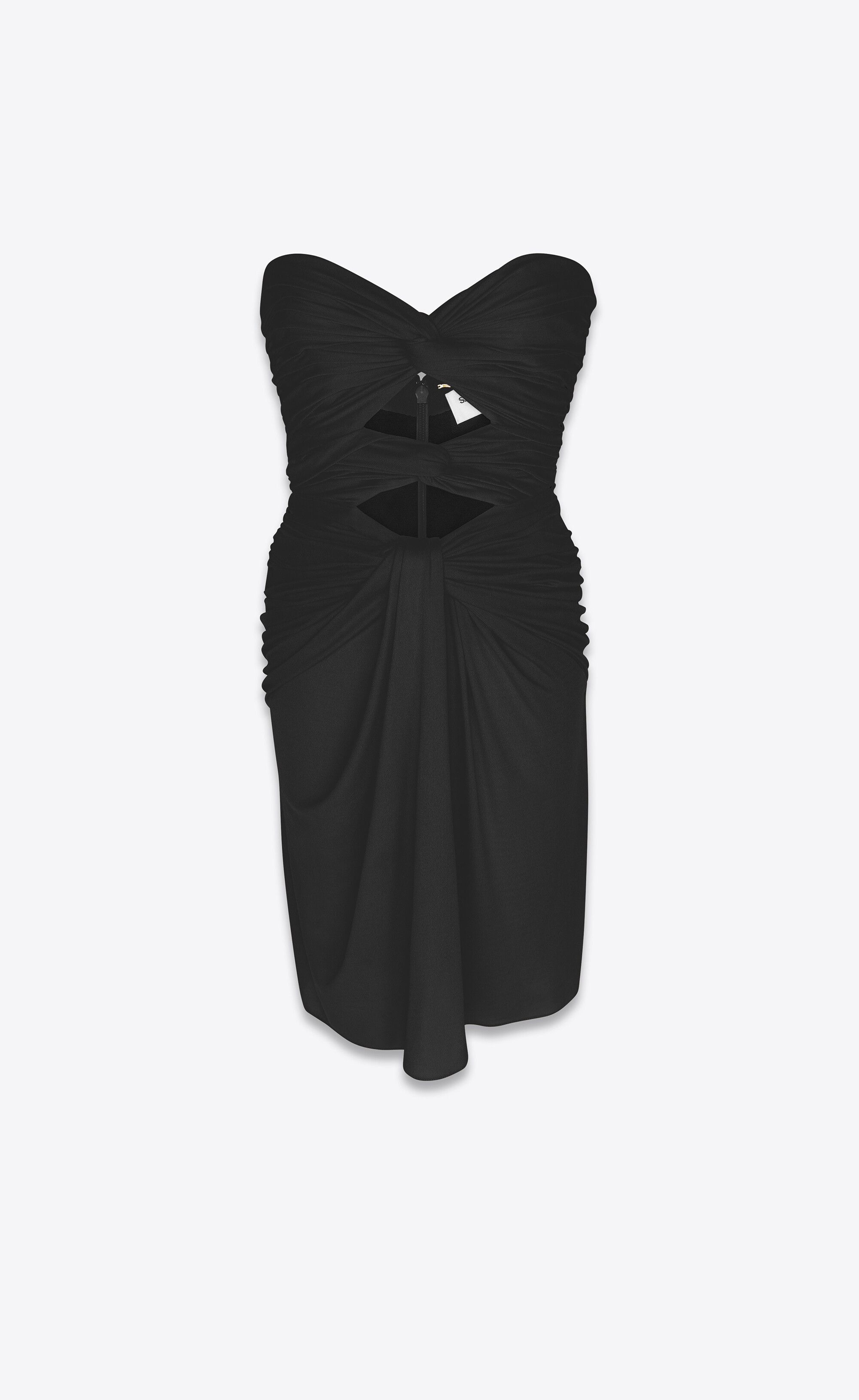 Saint Laurent Paris o1s1wg111224 Cut Out Mini Dress in Black Size L / US 10 / IT 46 - 1 Thumbnail
