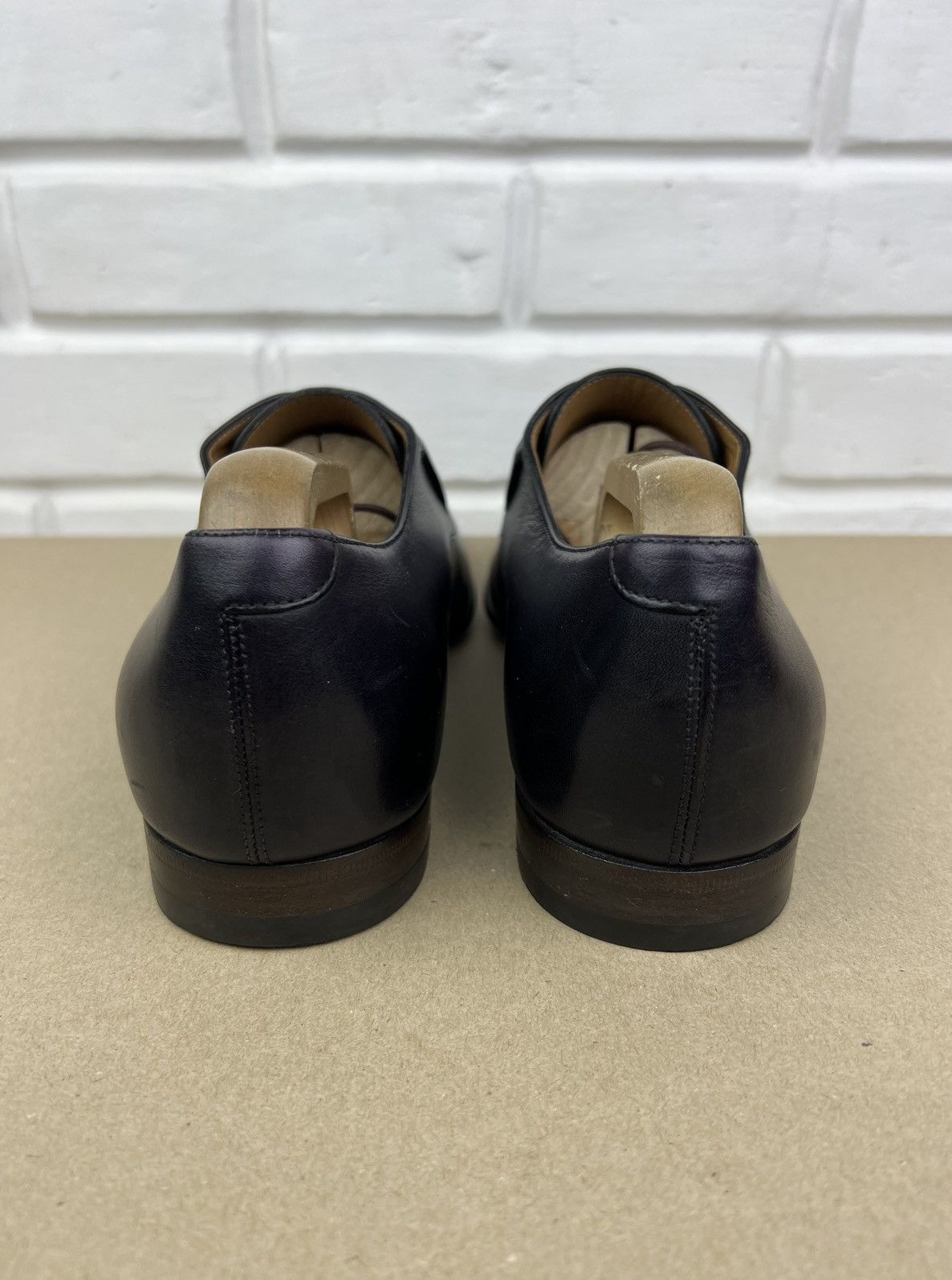 Gucci GUCCI Derby Leather Shoes Lace Up GG Logo Dark Purple Men’s Size US 10.5 / EU 43-44 - 8 Thumbnail