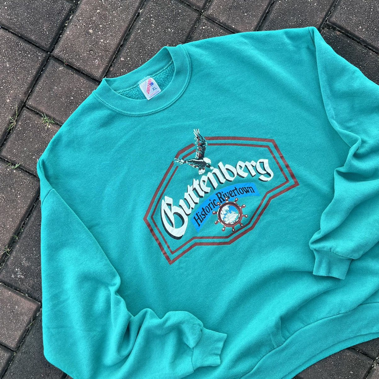 Jerzees × Vintage VINTAGE 90s GUTTENBERG HISTORIC RIVERTOWN PRINTED Size US XL / EU 56 / 4 - 4 Thumbnail