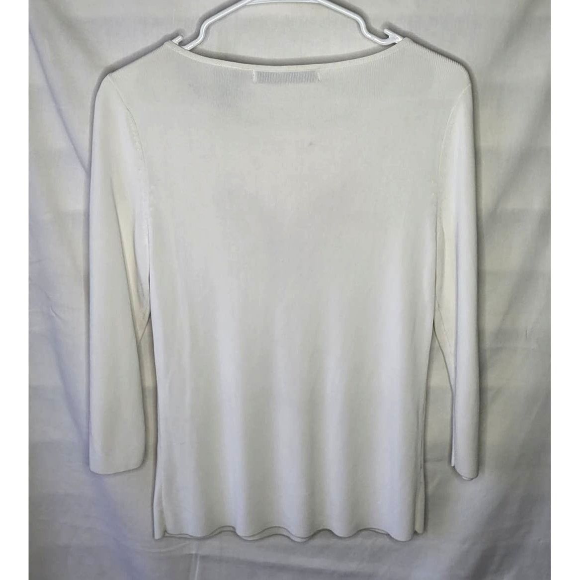 Vintage 90s/Y2K Off White Beaded Butterfly Top 3/4 Sleeves Sequins Size S / US 4 / IT 40 - 7 Thumbnail
