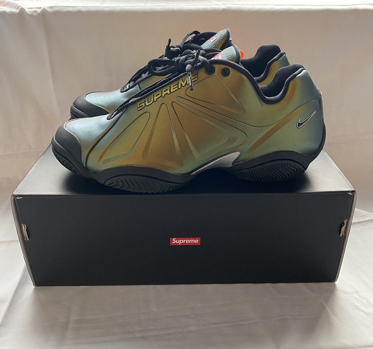 image of Nike Air Zoom Courtposite Shoes in Metallic Gold, Men's (Size 8.5)