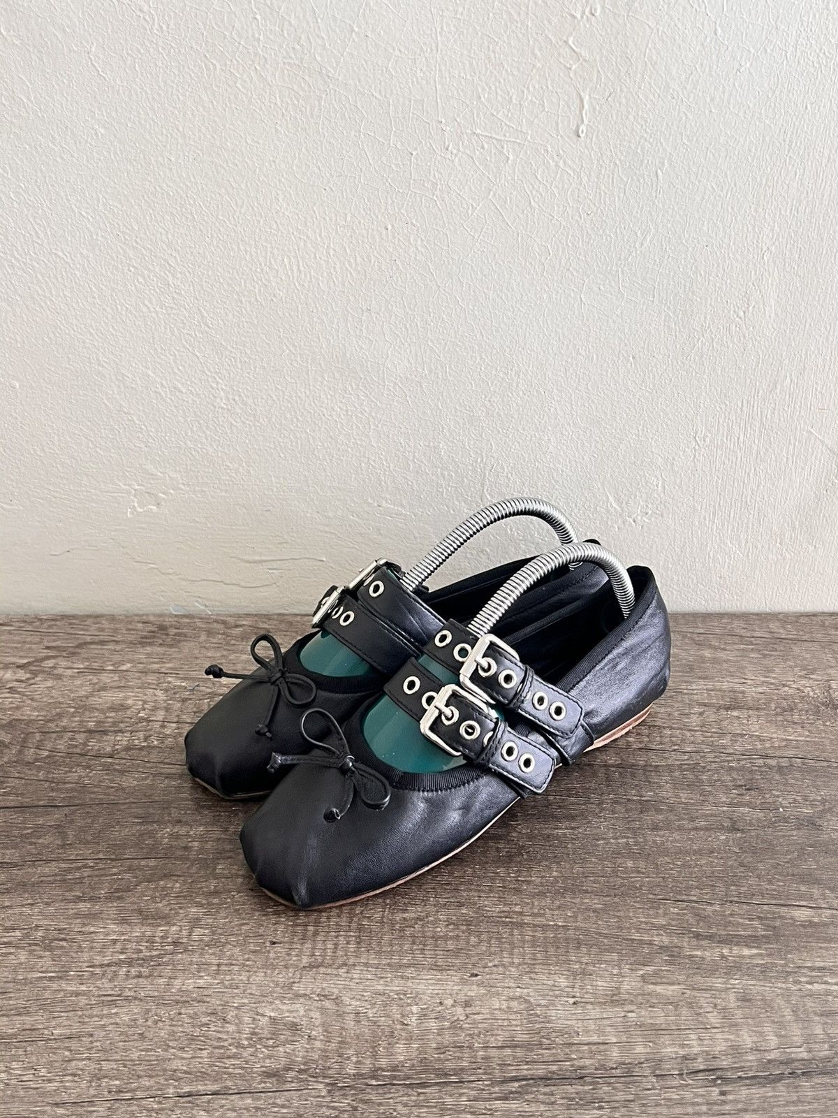 Miu Miu Buckle Lamb Leather Ballets Size US 6 / IT 36 - 1 Thumbnail