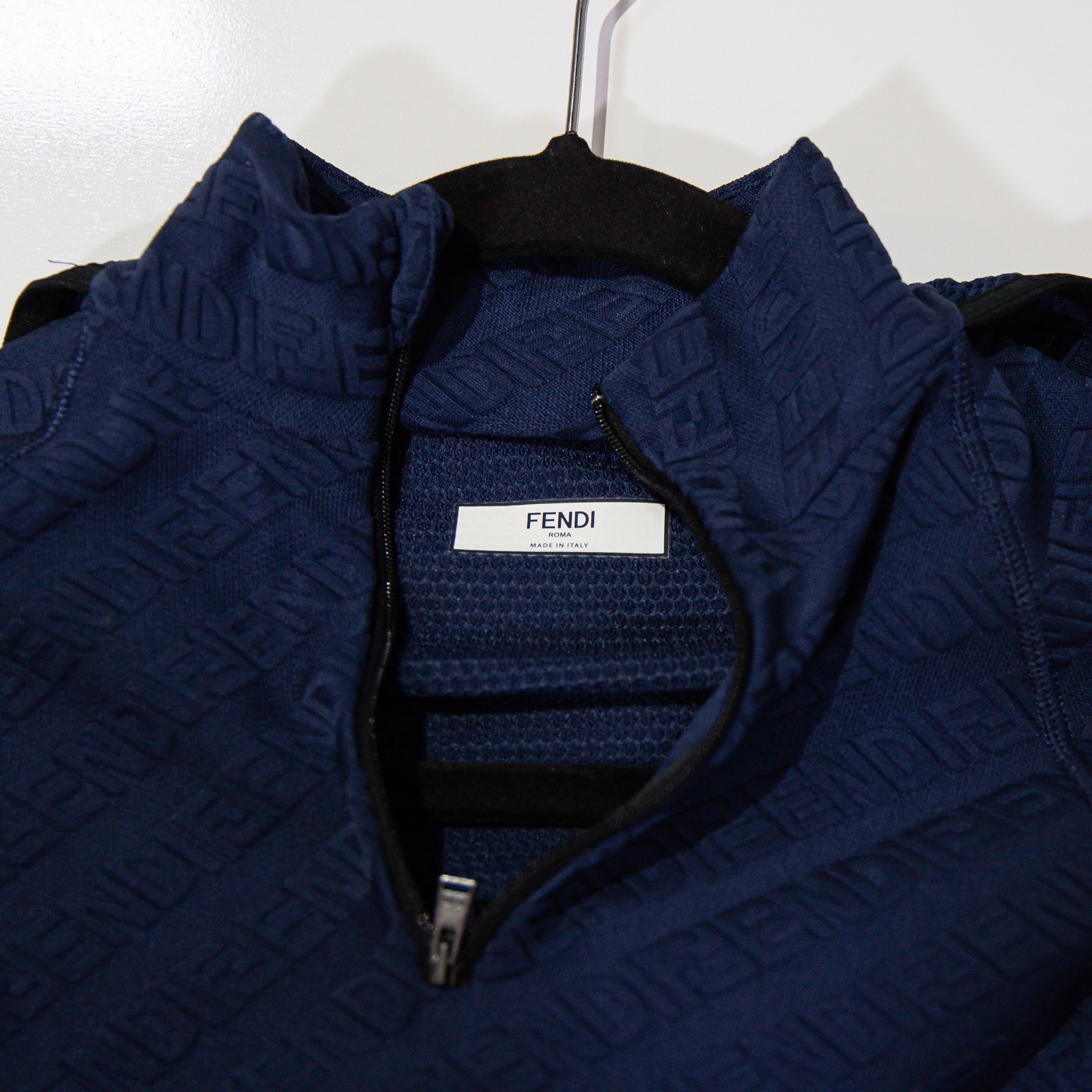 Fendi Women\'s Blue Logo Jersey Hooded