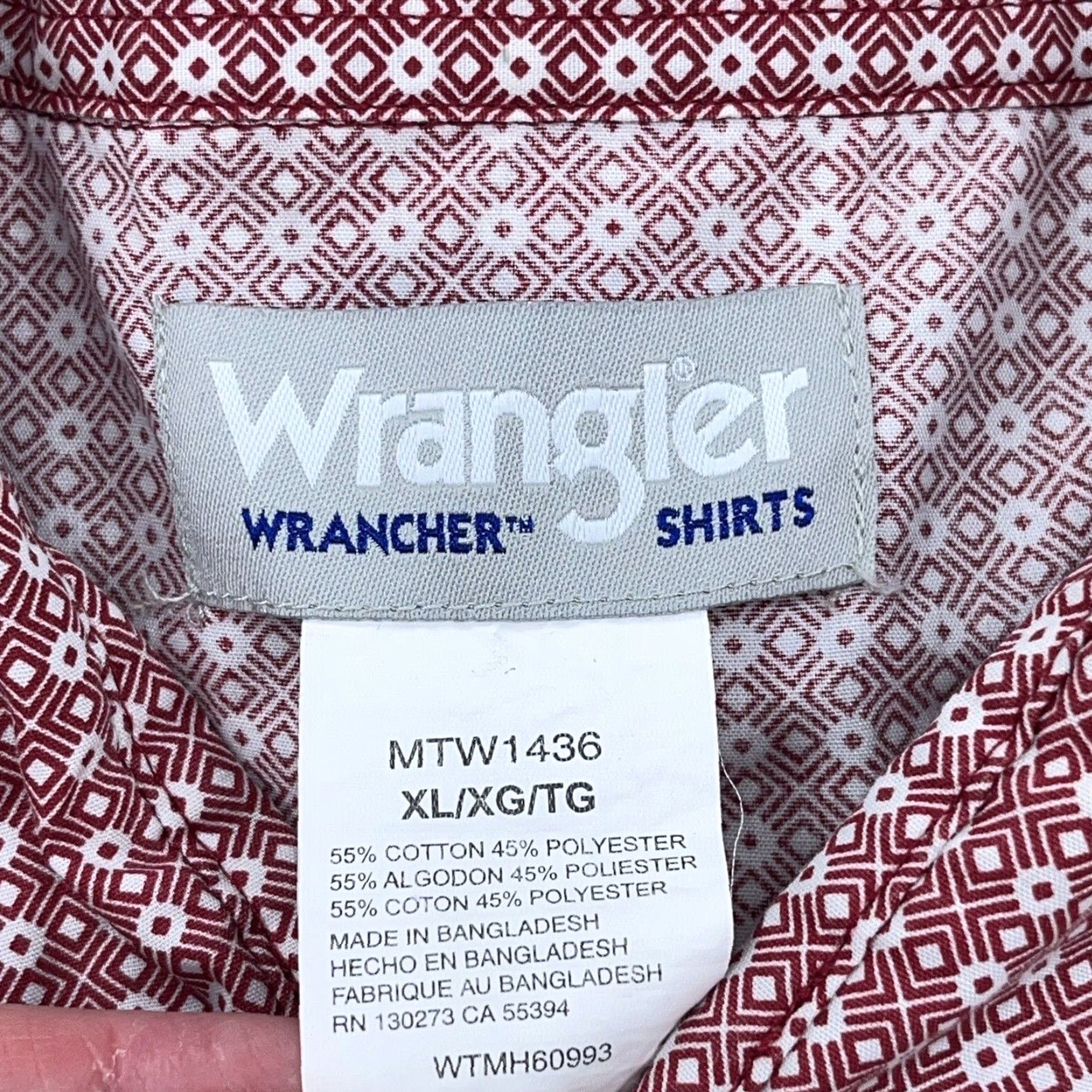Wrangler VINTAGE Wrangler Western Shirt Men XL Red Pearl Snap Button Up Cowboy Wrancher Geometric Size US XL / EU 56 / 4 - 6 Thumbnail