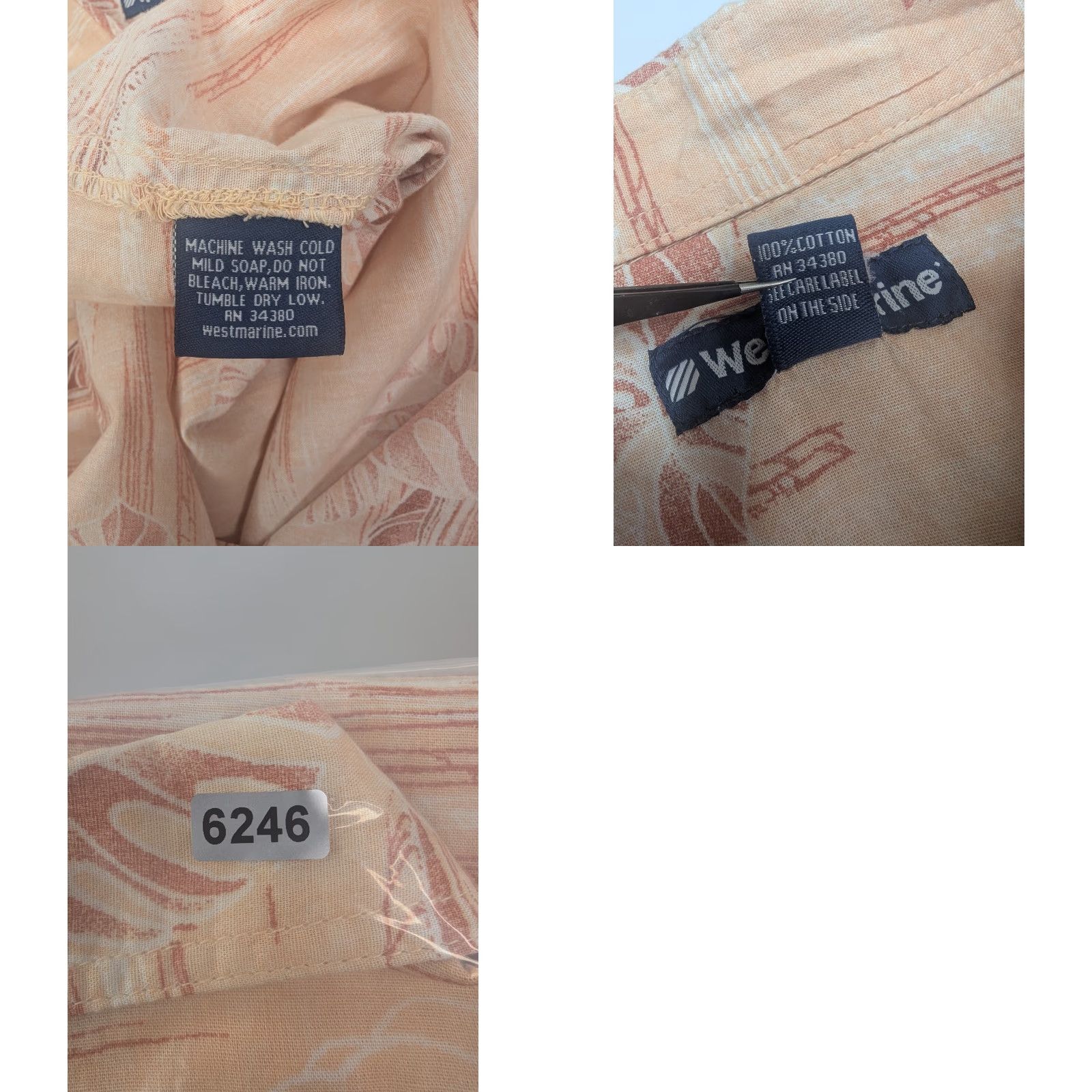 Vintage West Marine Shirt L Mens Orange Palm Cotton Button-Up Short Sleeve Outdoor Beach Tropical Size US L / EU 52-54 / 3 - 8 Thumbnail