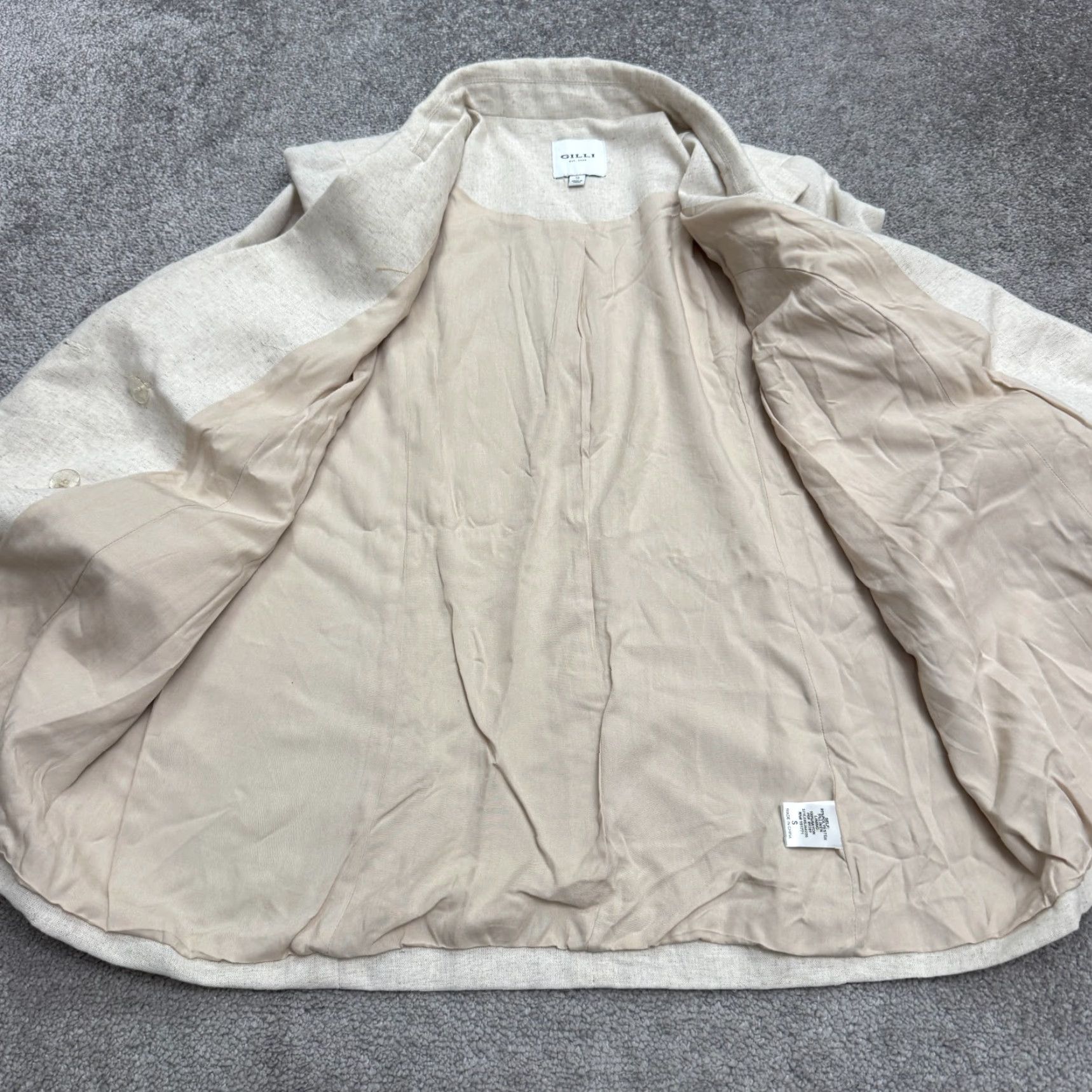 Vintage Gilli Blazer Jacket Womens Small Linen Beige Cream Double Breasted Size S / US 4 / IT 40 - 3 Thumbnail