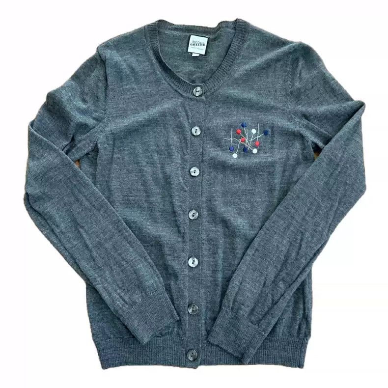 Jean Paul Gaultier Grey Pin Embroidery Cardigan
