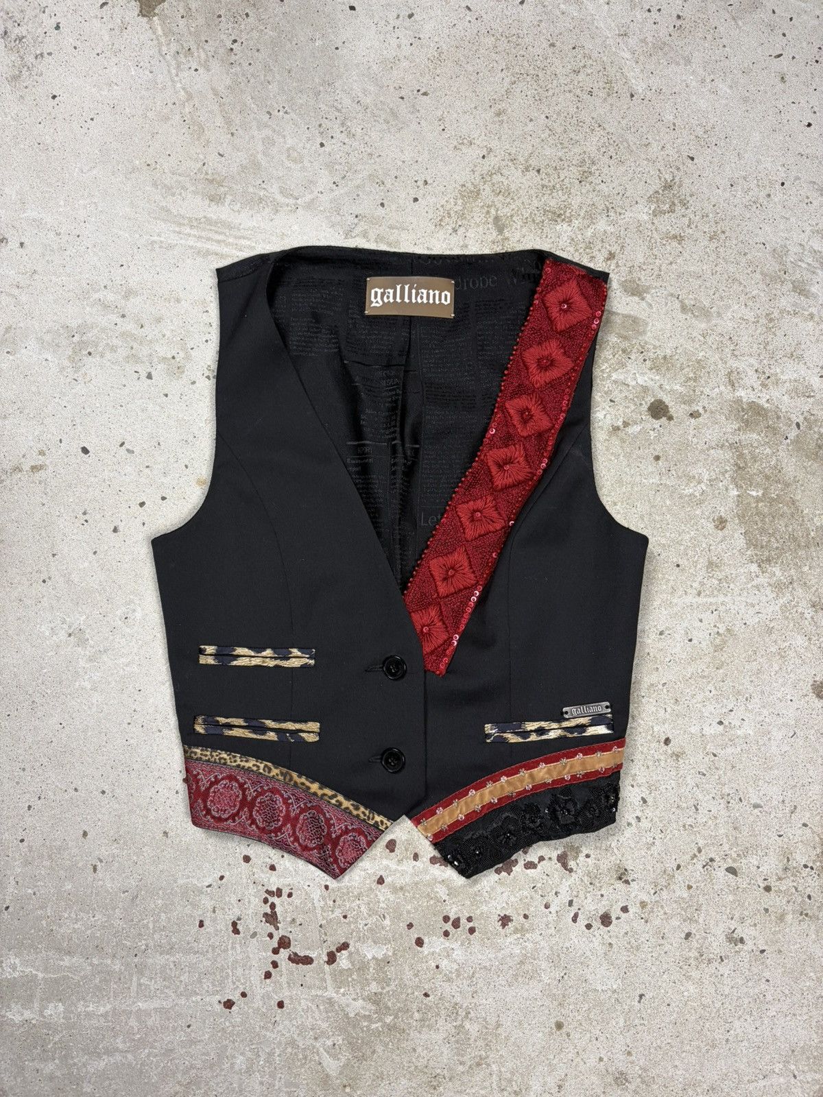 John Galliano John Galliano Embellished Embroidered Printstripe Vest Size S / US 4 / IT 40 - 1 Thumbnail