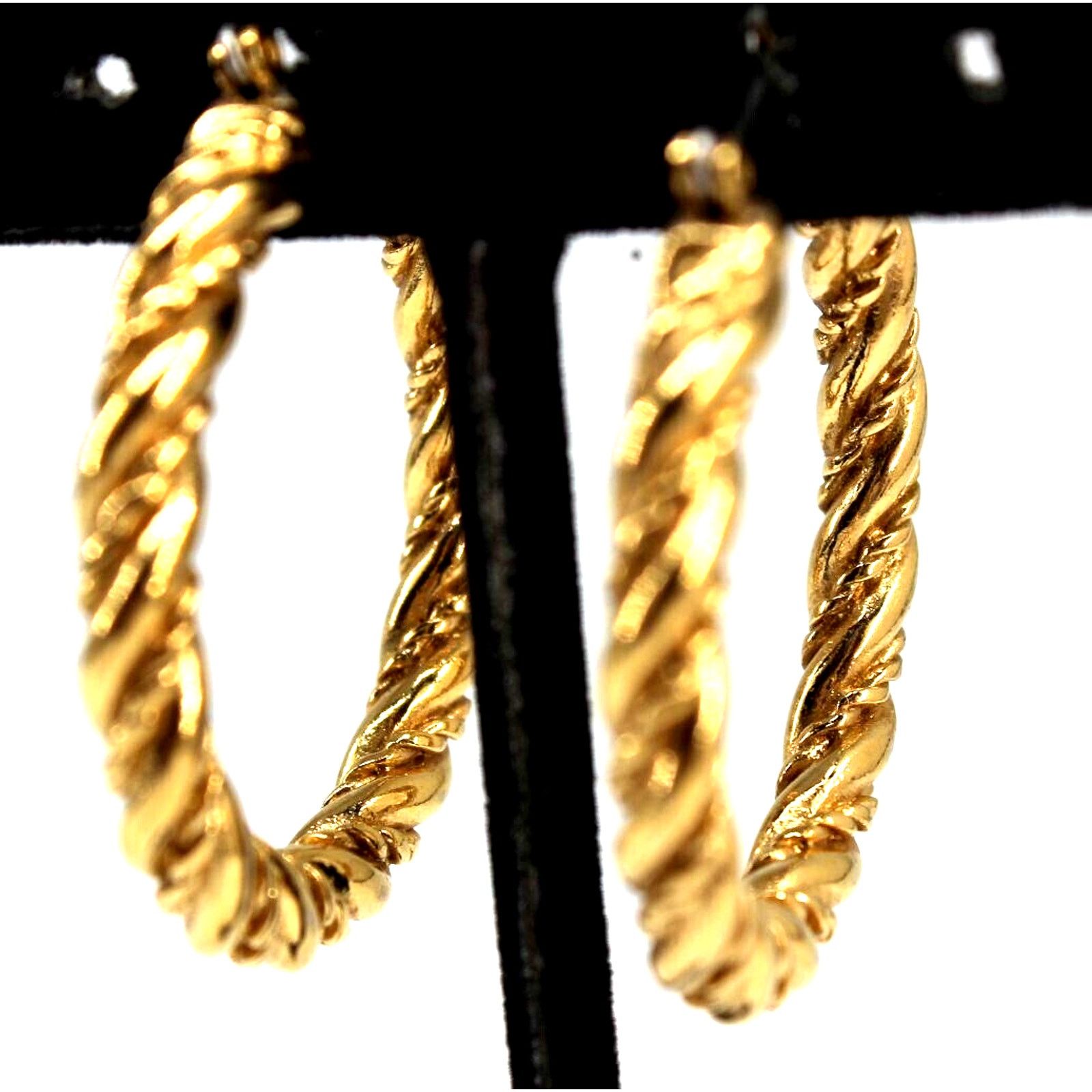 Other Goldtone Classic Textured Hoop Earrings • 1.25" • Pierced Size ONE SIZE - 2 Thumbnail