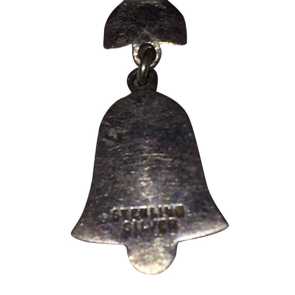Designer Art Deco Sterling Marcasite Bell Charm Necklace Size ONE SIZE - 4 Thumbnail