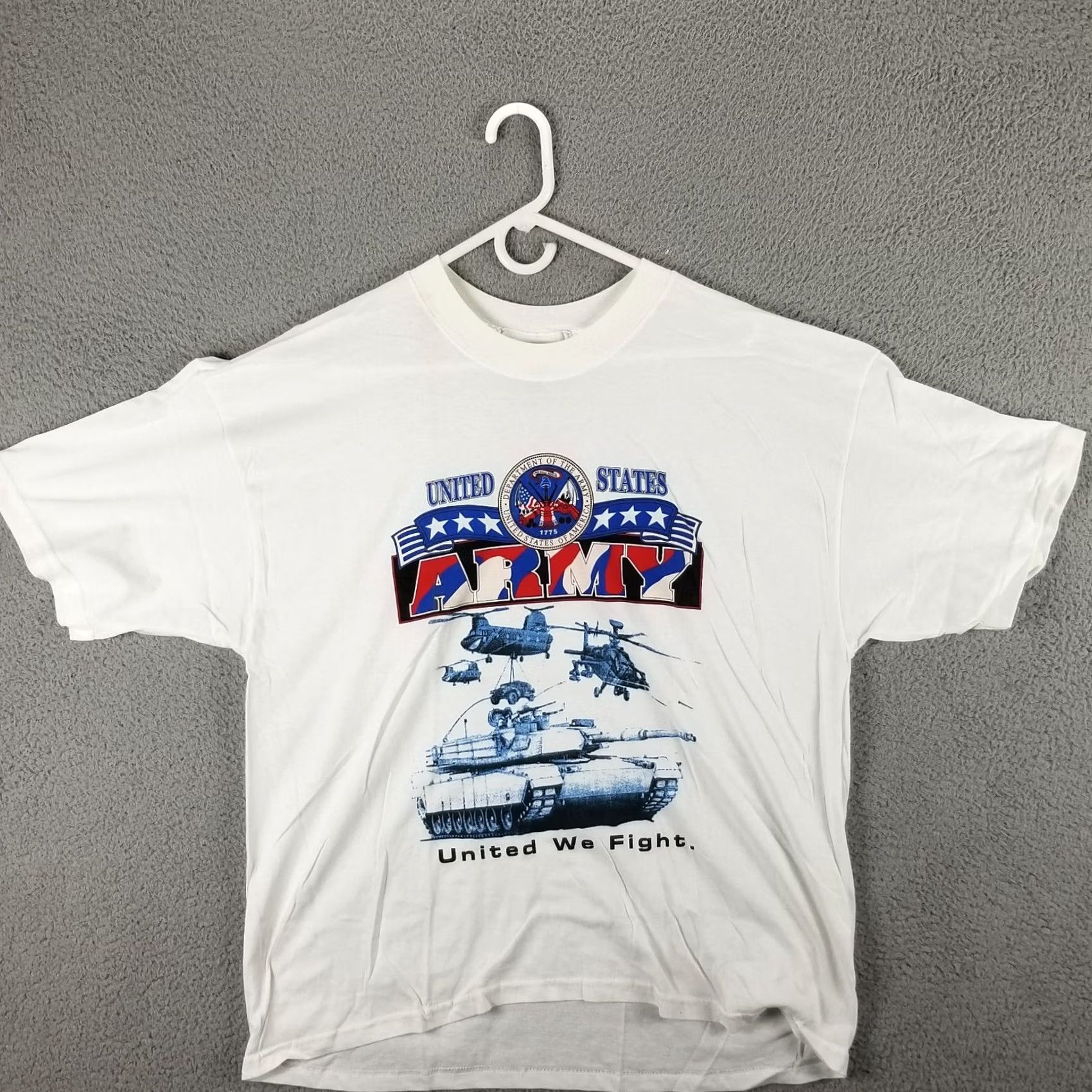 Gildan VINTAGE United We Fight Men T-Shirt XL White Sept 11 Army Recruit tee Helicopter Size US XL / EU 56 / 4 - 2 Thumbnail