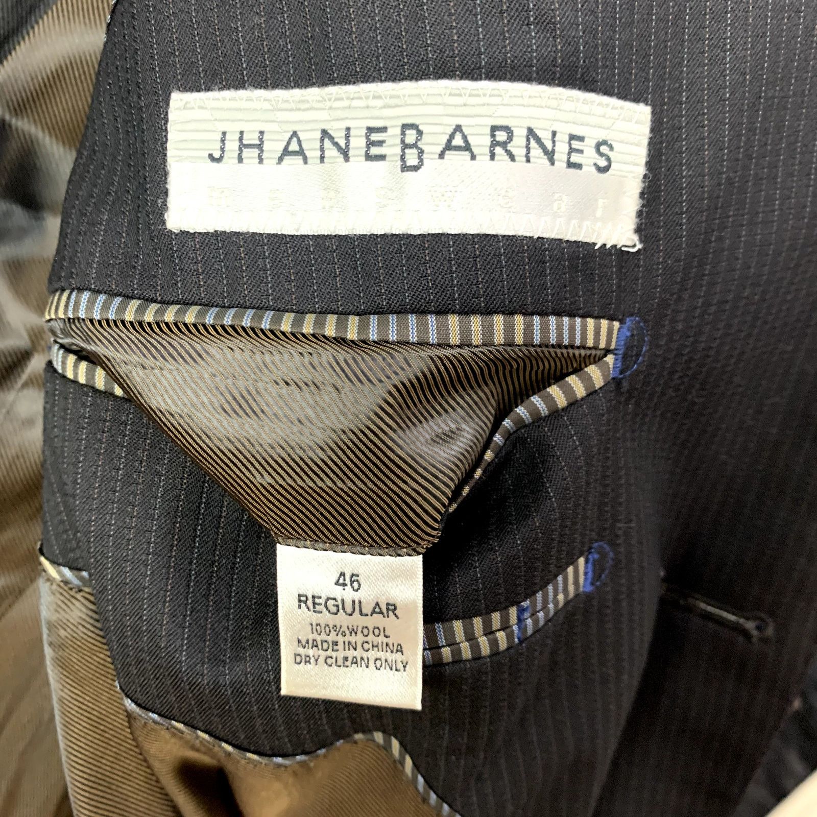 Jhane Barnes Jhane Barnes Brown Pinstripe Blazer Sport Coat Wool 46 46R Size 46R - 7 Thumbnail