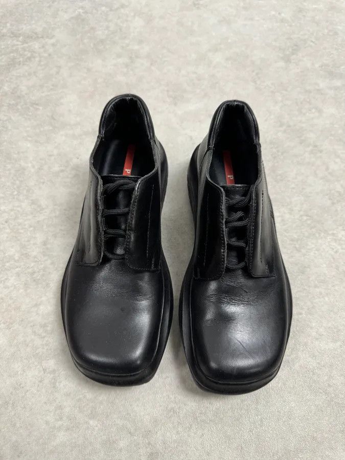Prada AW1999 Prada Black Leather Lace-Up Vibram Sole Low Boots Size US 5.5 / IT 35.5 - 4 Thumbnail