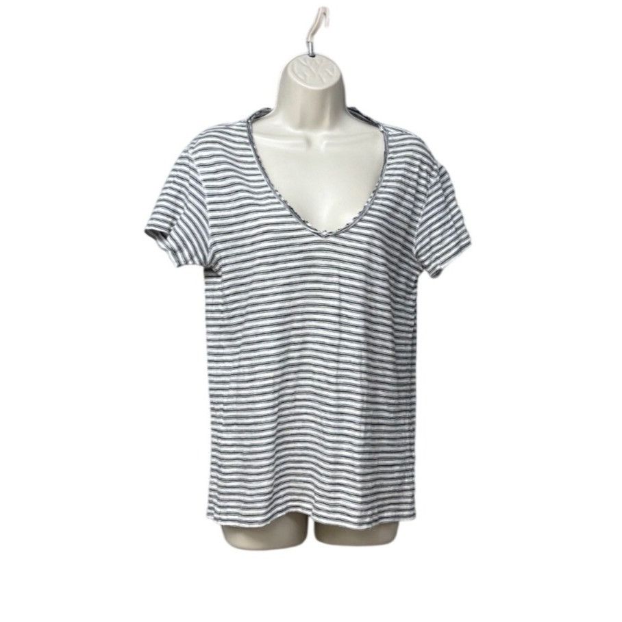 Other AllSaints Women's Striped Short Sleeve V-Neck T-Shirt, Blac Size S / US 4 / IT 40 - 5 Thumbnail