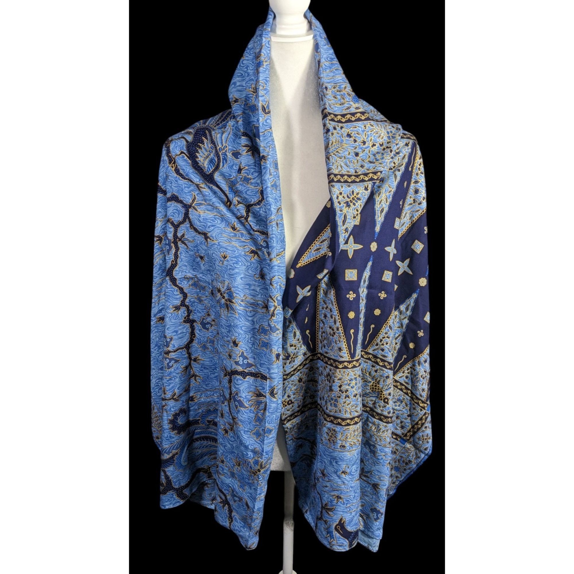 Other Blue Batik Peacock Sarong Wrap 68x45 Inches With Intricate F Size ONE SIZE - 2 Thumbnail