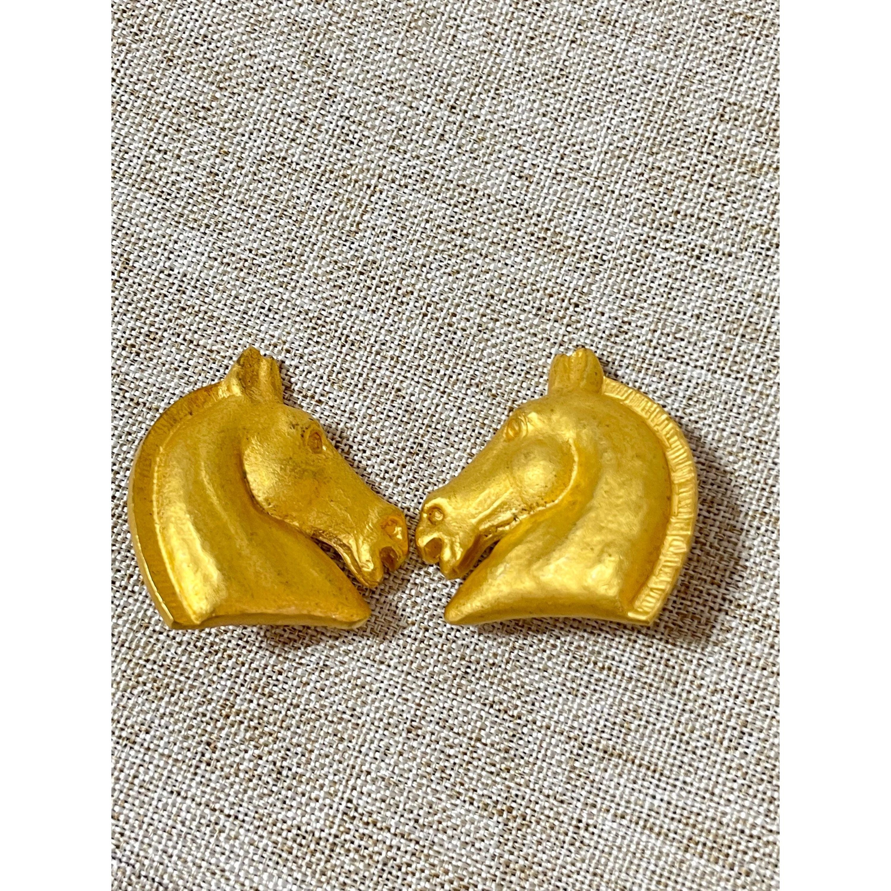 Hermes Vintage HERMES gold tone horse earrings. Size ONE SIZE - 5 Thumbnail