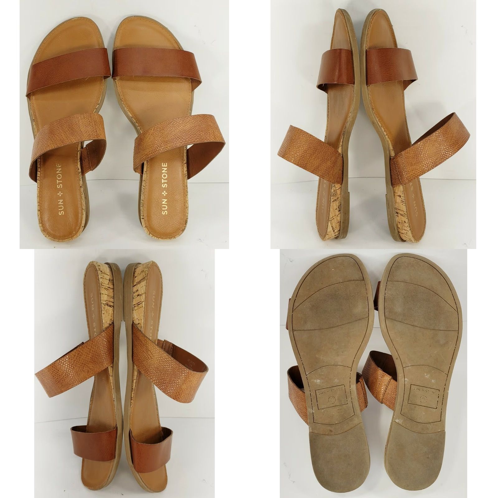 Vintage Sun + Stone Women's Slides Double Crossover Sandals Brown Size 7.5M EUC Shoes Slip On Casual Comfort Footwear Size US 8 / IT 38 - 8 Thumbnail