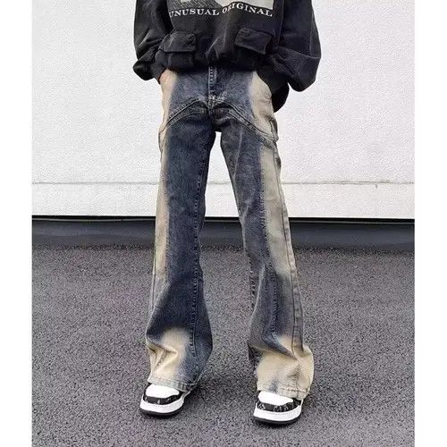 +44 #25 Patchwork Jeans Washed Vintage Distressed Size US 27 - 6 Thumbnail