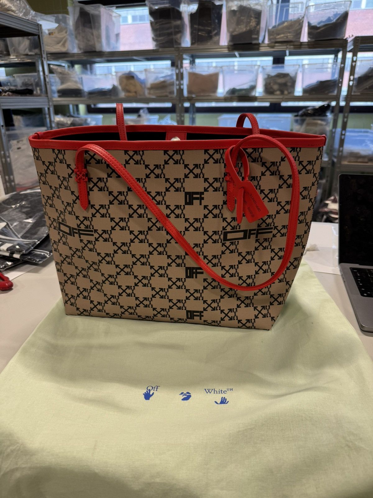 Off White Off-White Tote Shopper Bag New 1000$ in Beige, Men's