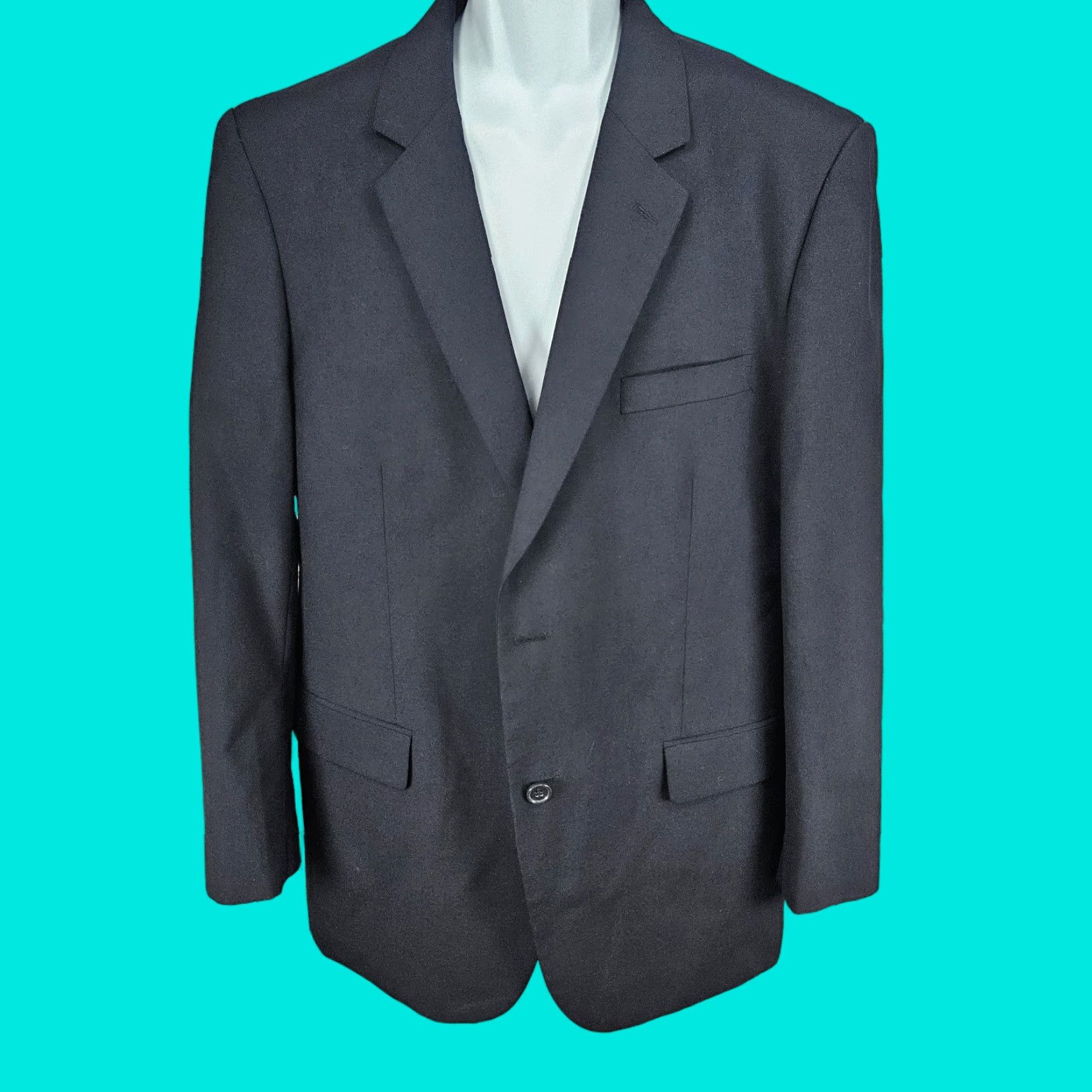 Vintage VINTAGE Louis Martin Navy Wool Blend 2 Button Single Vented Notch Blazer Sport Coat 42R Size 42R - 1 Thumbnail