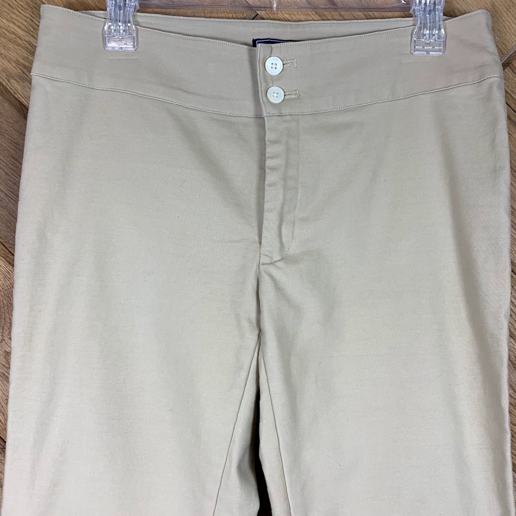 Vintage American Living Womens Pants Khakis Size 8 Beige Back Pockets Flat Front Straight Leg Casual Machine Washable Petite Size 30" / US 8 / IT 44 - 2 Thumbnail