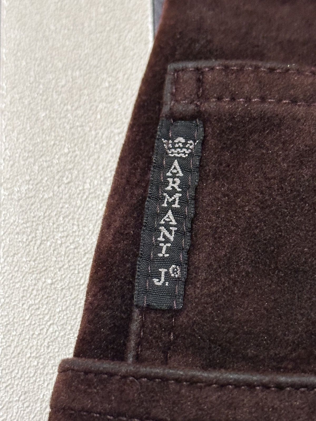 Armani 80ʼs Armani Stretchy Velour Dark Brown Rarest Pants Size 27" / US 4 / IT 40 - 6 Thumbnail