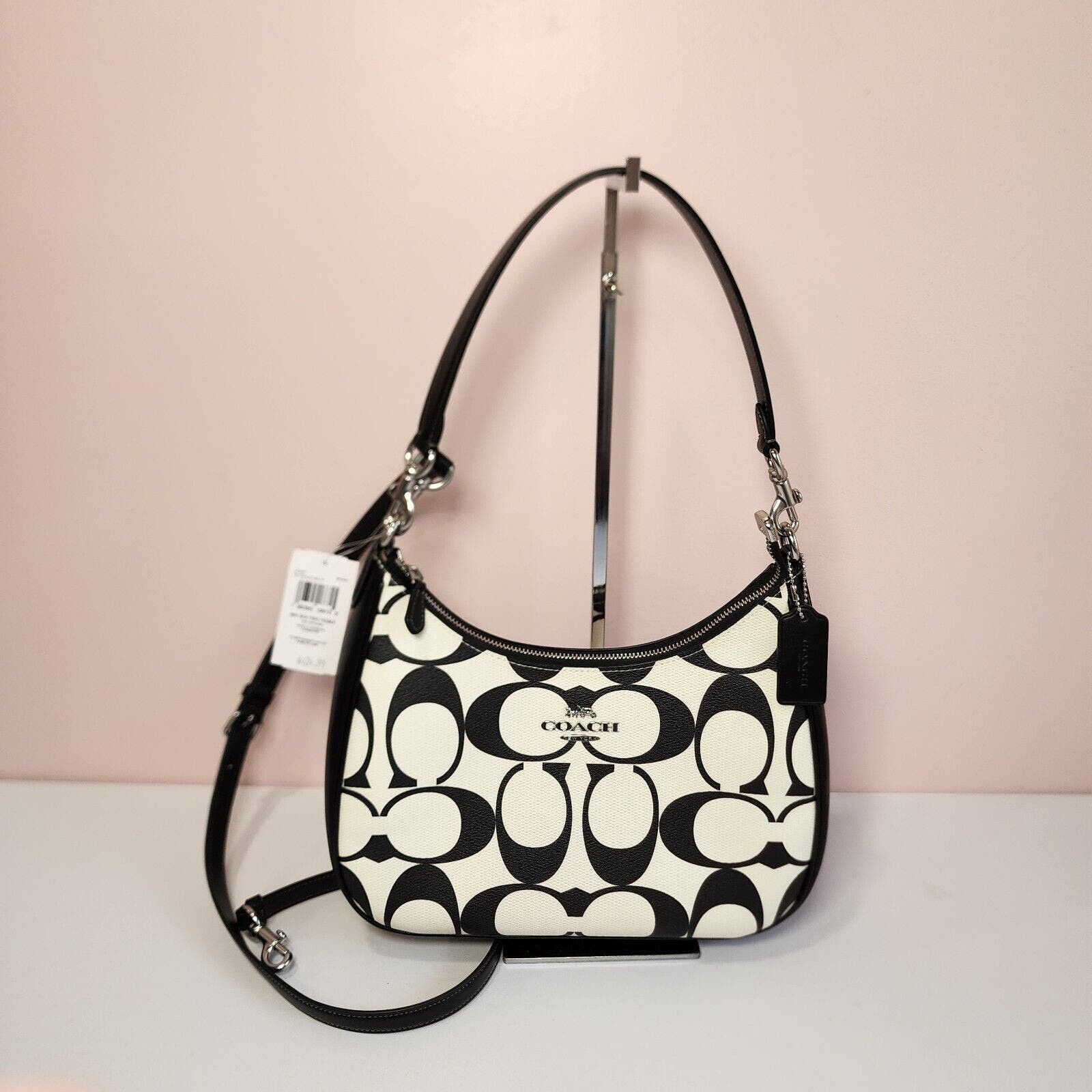 image of NWT Coach Cp065 Teri Hobo In Signature Canvas Chalk Multi in Black, Women's