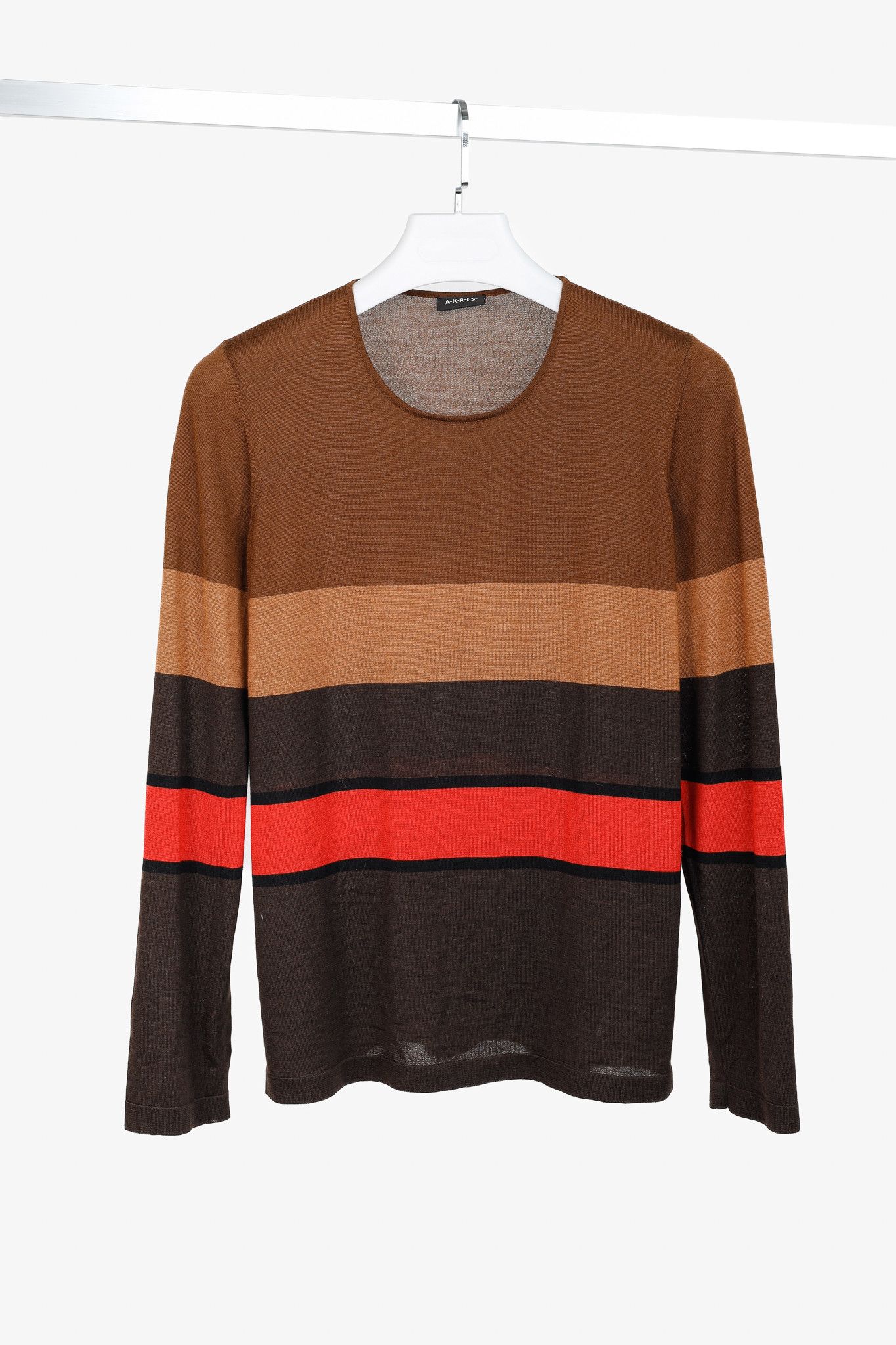 Akris Akris PF/13 Brown Striped Cashmere & Silk Sweater Size L / US 10 / IT 46 - 1 Thumbnail