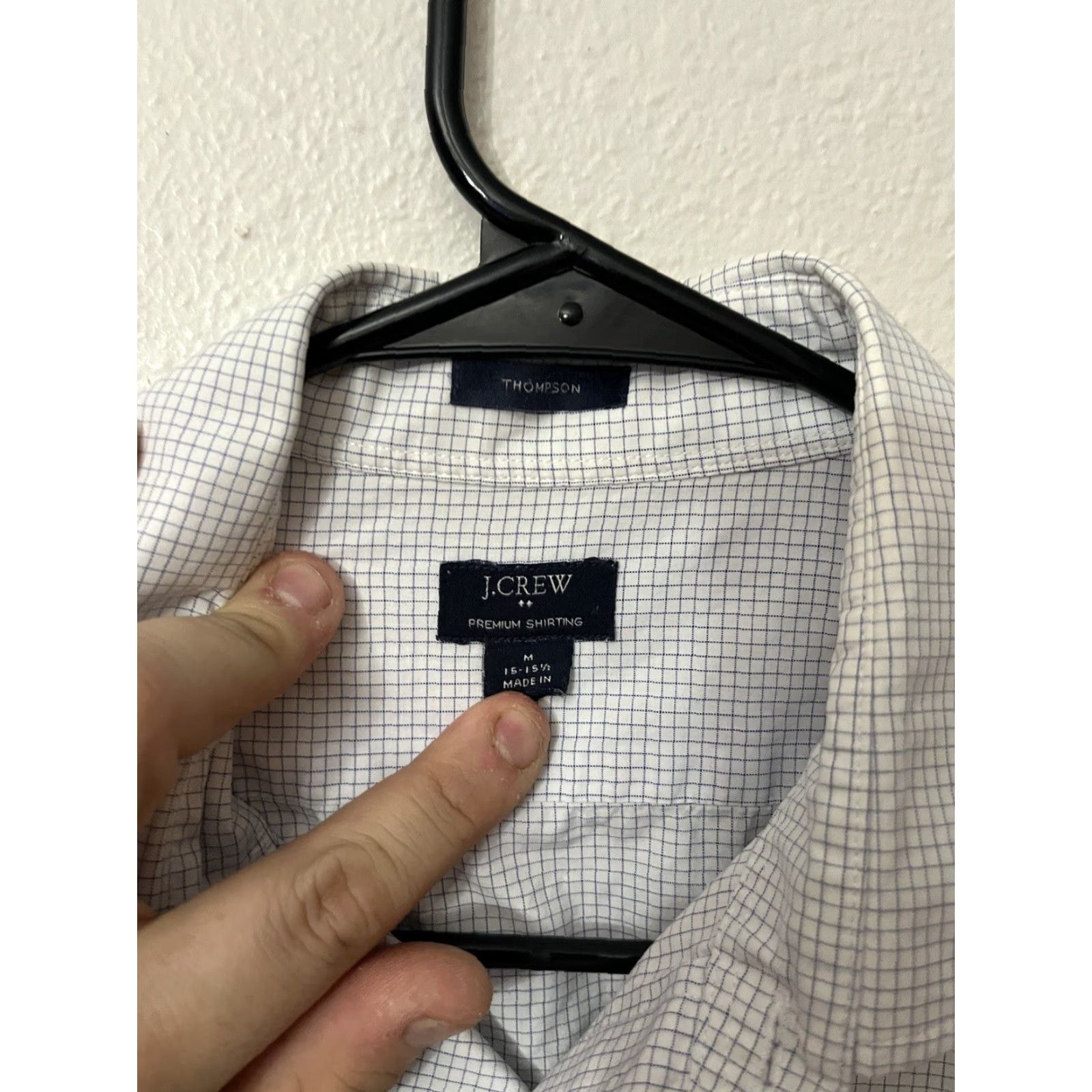 J.Crew VINTAGE J.Crew Men's Thompson Shirtings Dress Shirt Long Sleeve Plaid Gingham Cotton M White Women's Size US M / EU 48-50 / 2 - 2 Thumbnail