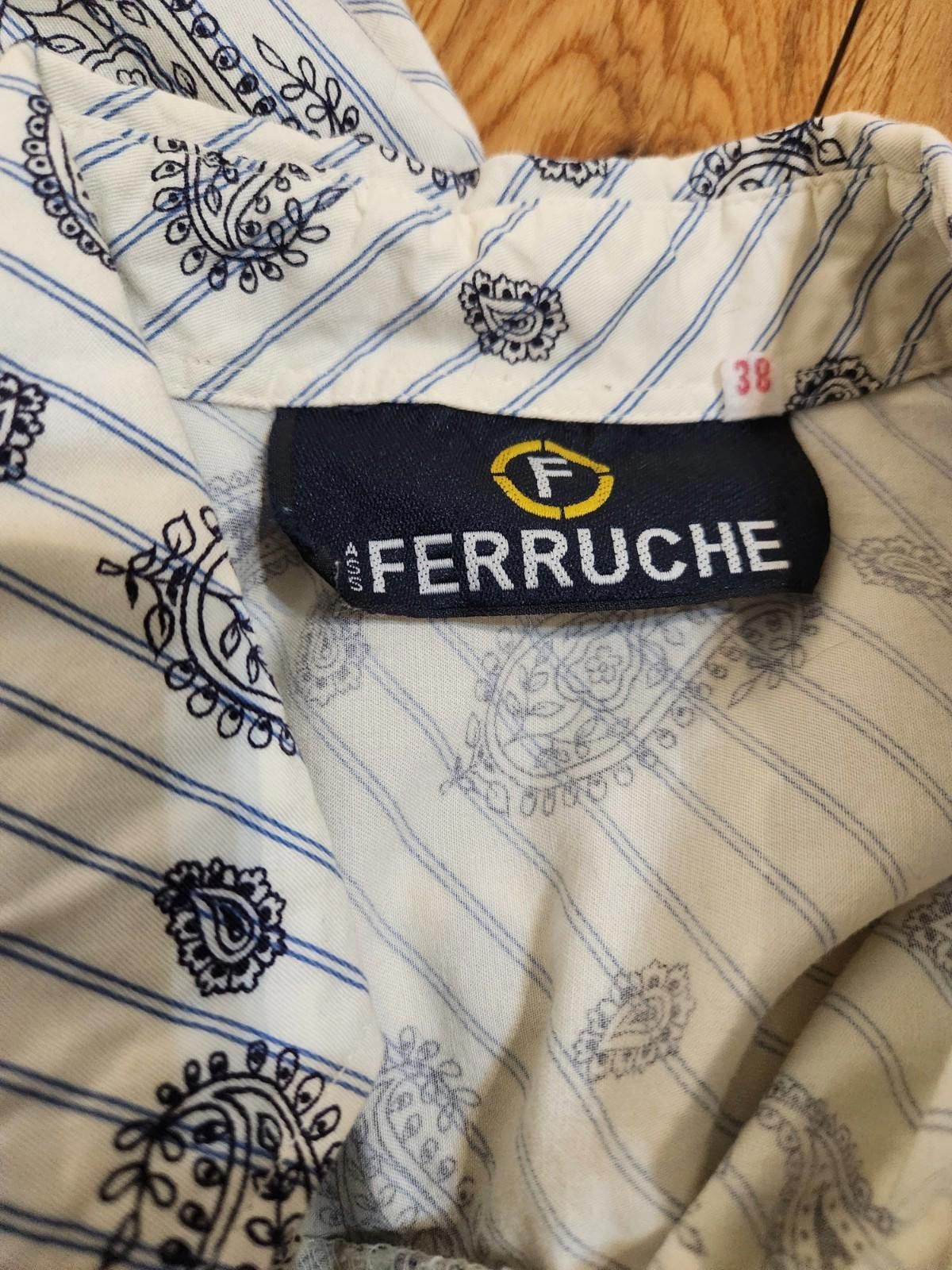 Designer Vintage Ferruche Paisley Button Up Shirt White Men's Large Size US L / EU 52-54 / 3 - 2 Thumbnail