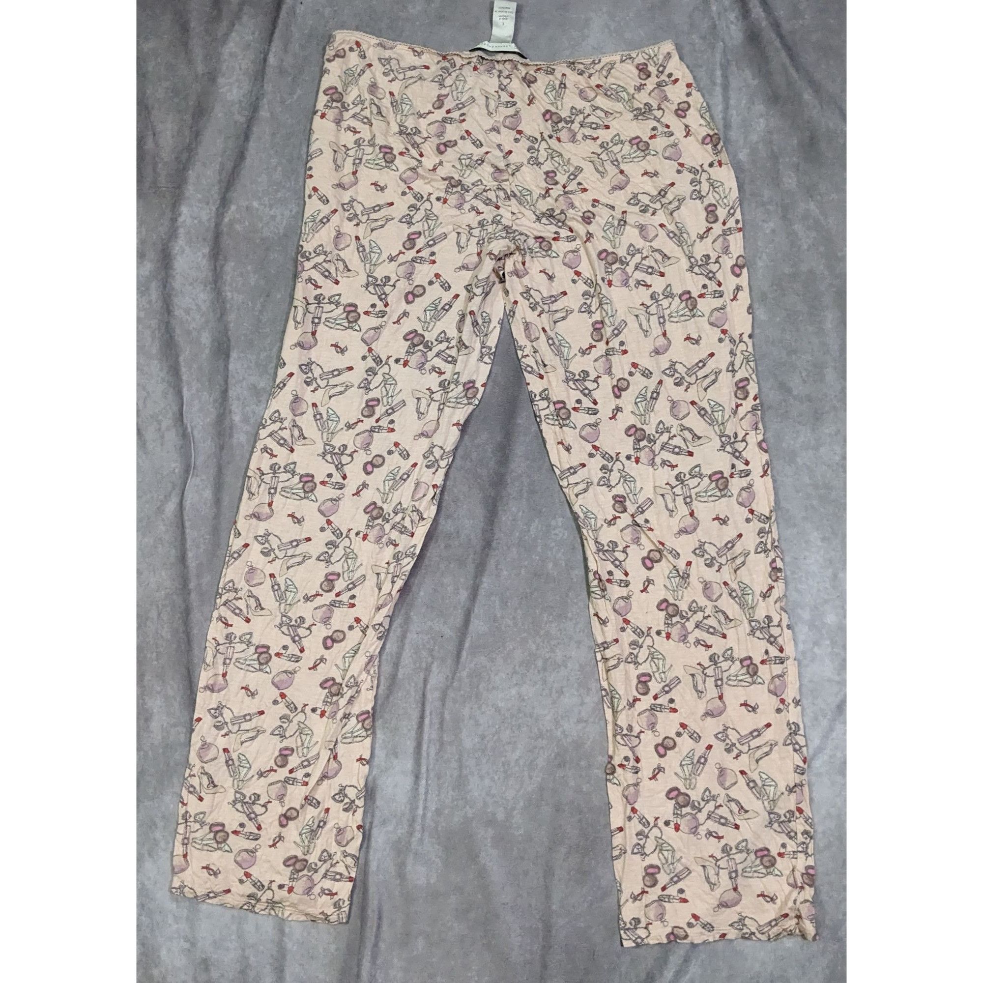 Other Coquette Pale Pink Makeup Print Pajama Lounge Pants by Laure Size 32" / US 10 / IT 46 - 8 Thumbnail