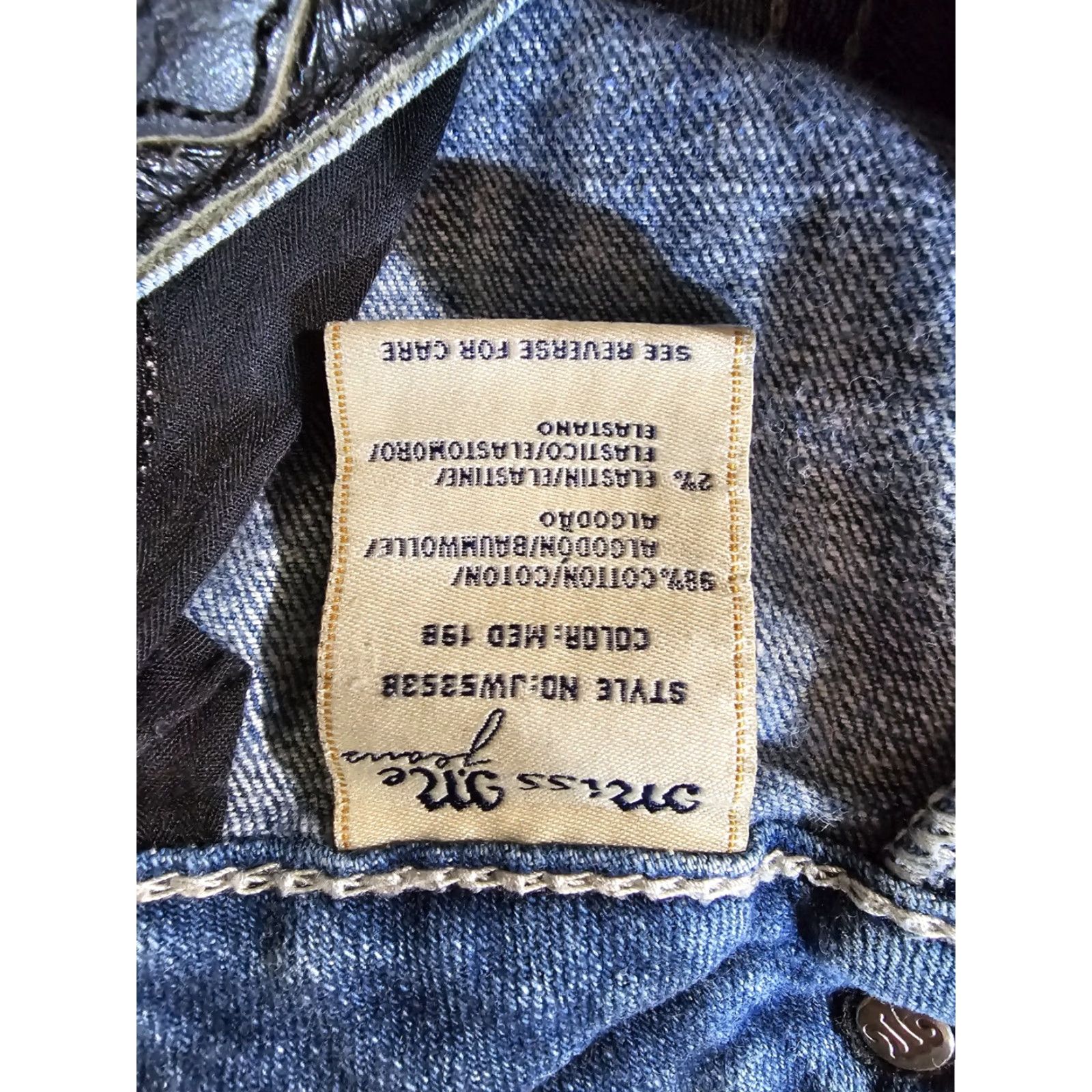 Miss Me Miss Me Signature Boot Cut Jeans Stretch 29x32 Denim Blue Women's Jeans JW5353B Flap Pockets Thick Stitch Size 29" - 5 Thumbnail