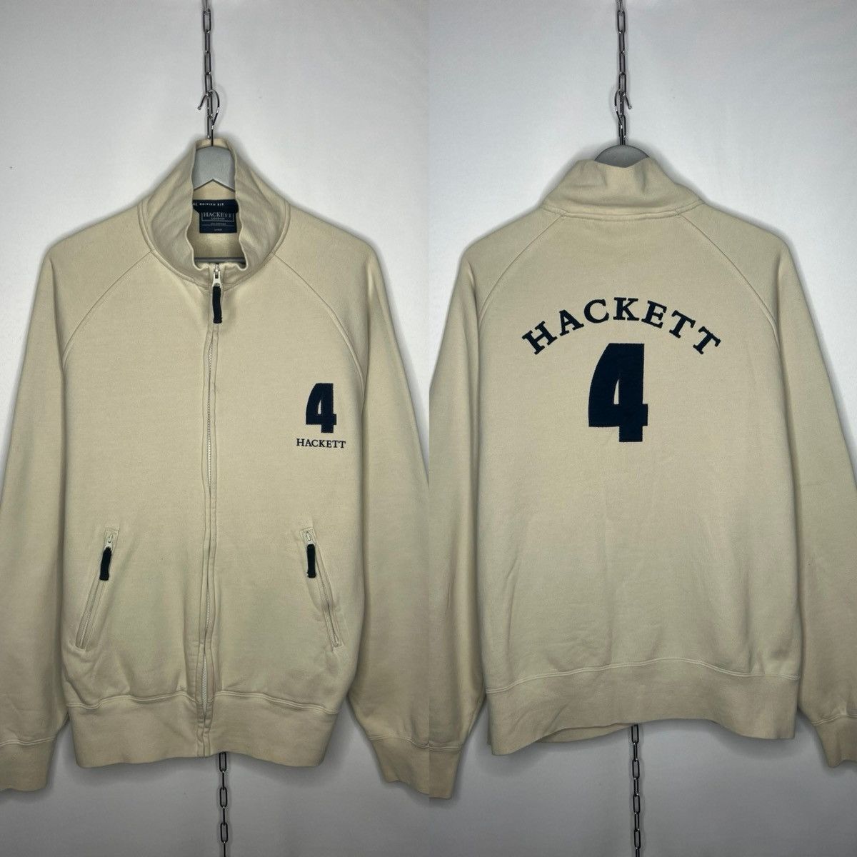 🔥Vintage Hackett #4 Big Logo Full Zip Pullover Sweatshirt🔥